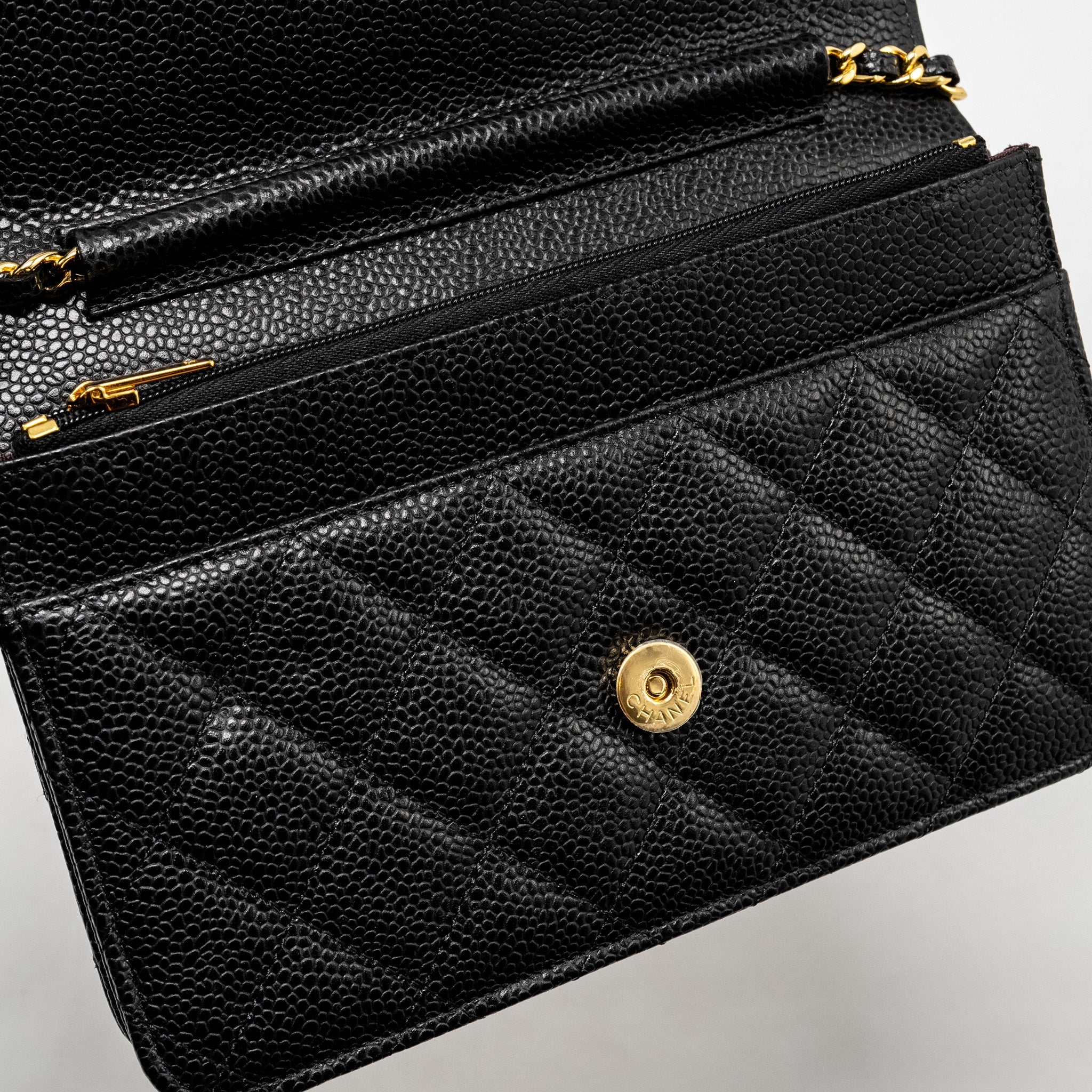 CHANEL CLASSIC WALLET ON CHAIN CAVIAR BLACK GHW
