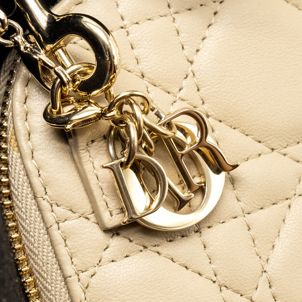 DIOR LADY DIOR CALL'IN DIOR PHONE HOLDER CANNAGE LAMBSKIN BEIGE GHW