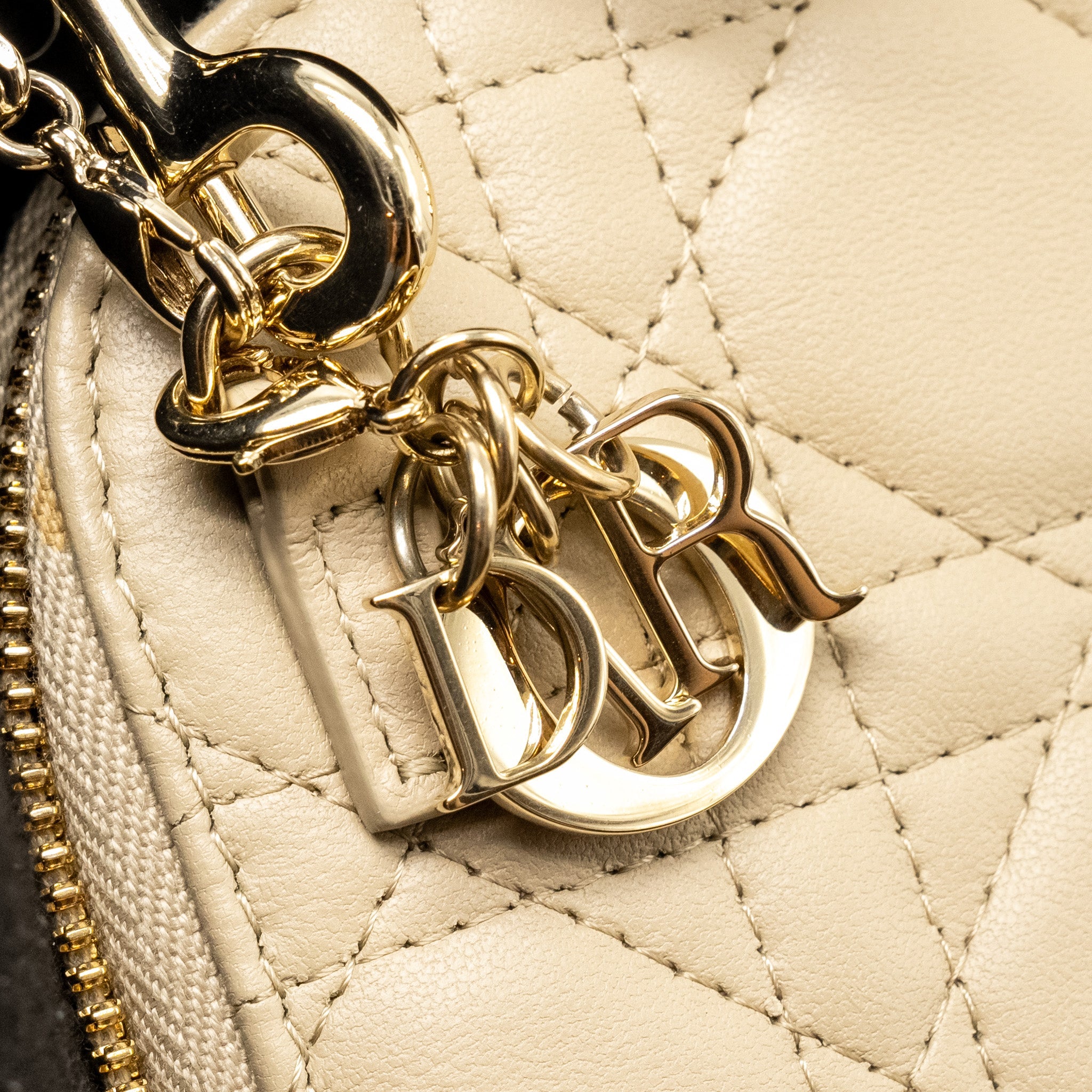 DIOR LADY DIOR CALL'IN DIOR PHONE HOLDER CANNAGE LAMBSKIN BEIGE GHW