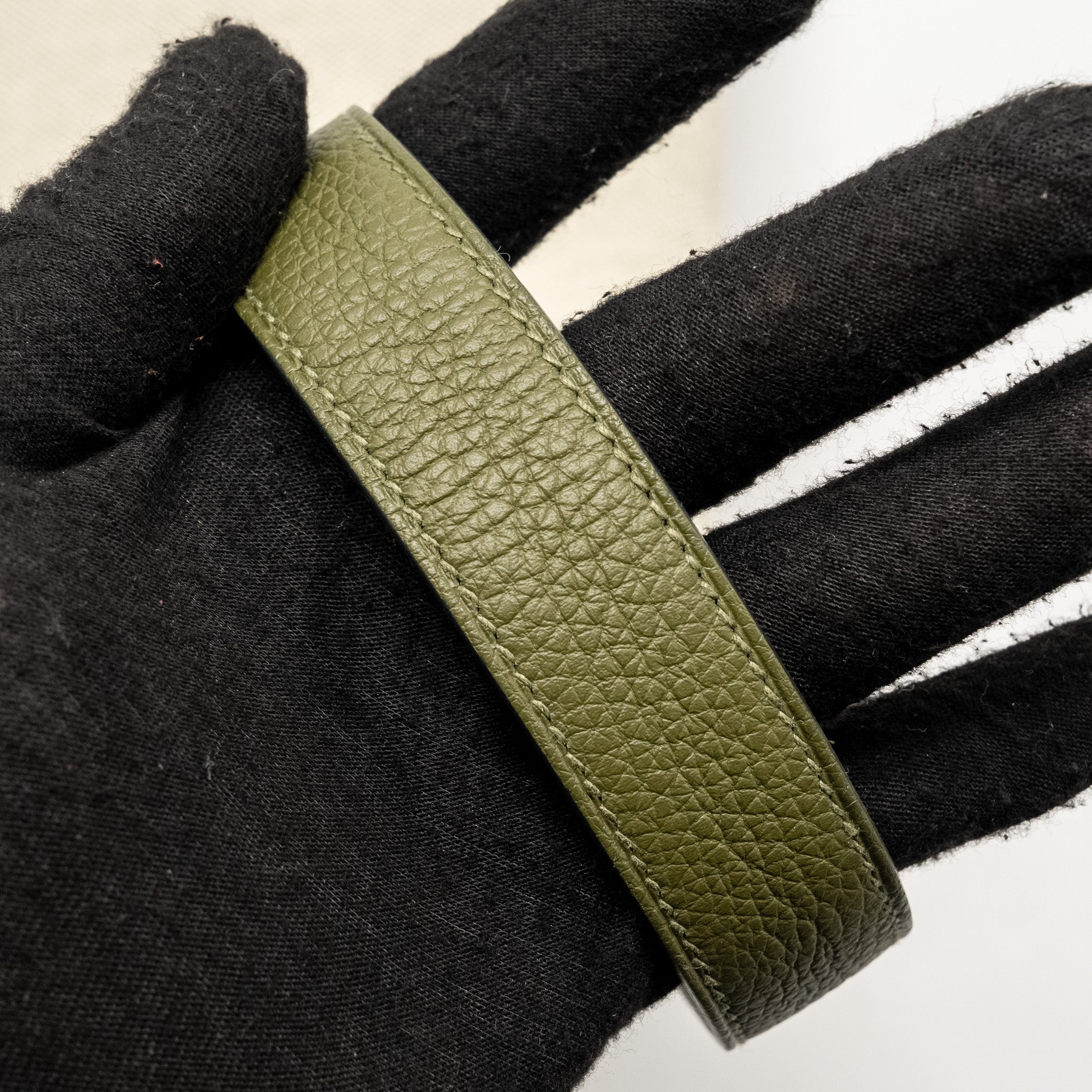 HERMES POCHETTE KELLY DEPECHES 25 CANVAS / TOGO ECRU BEIGE / VERT OLIVE GHW