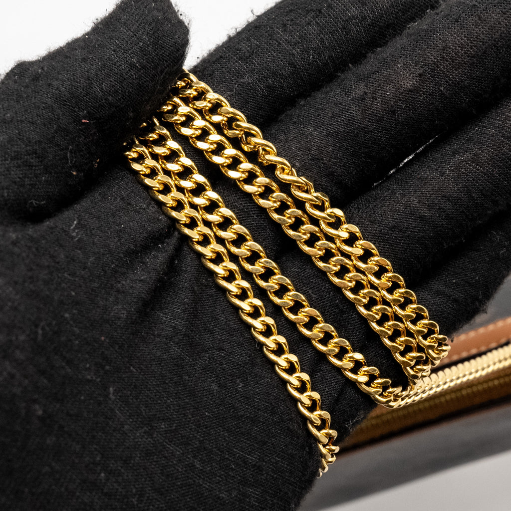 CELINE CLUTCH WITH CHAIN IN TRIOMPHE CANVAS / LAMBSKIN TAN GHW