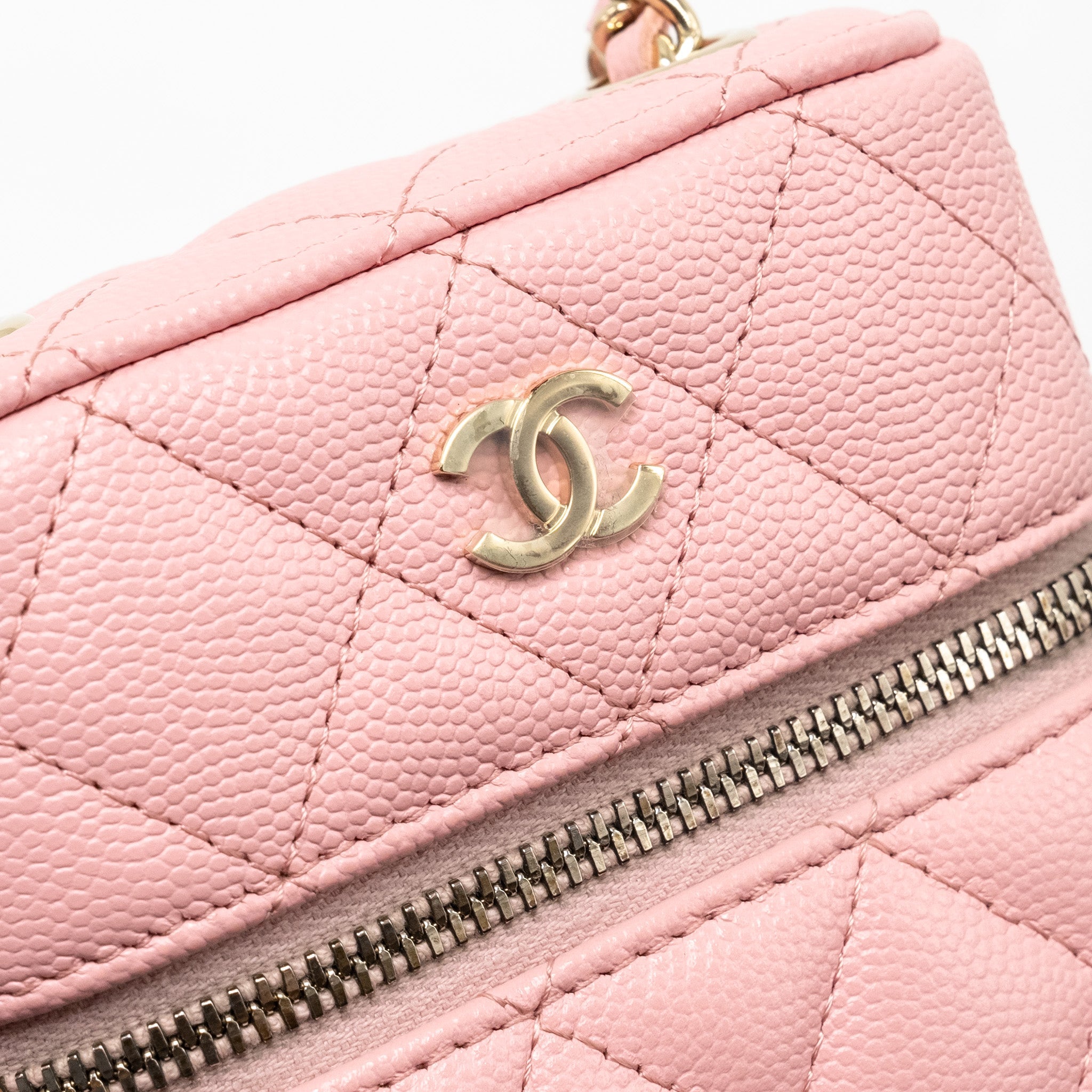 CHANEL VANITY PHONE HOLDER WITH CHAIN CAVIAR PINK LGHW