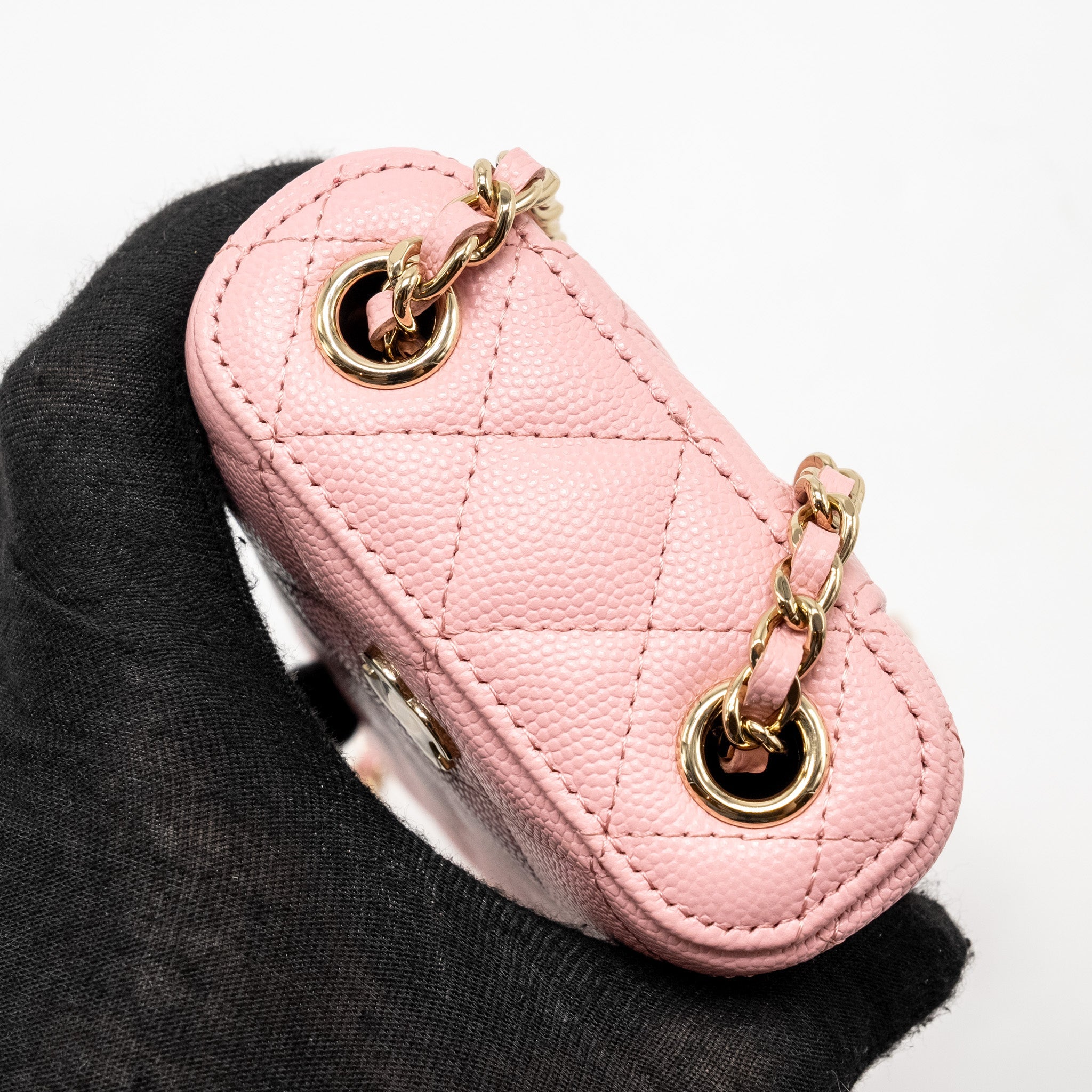 CHANEL VANITY PHONE HOLDER WITH CHAIN CAVIAR PINK LGHW