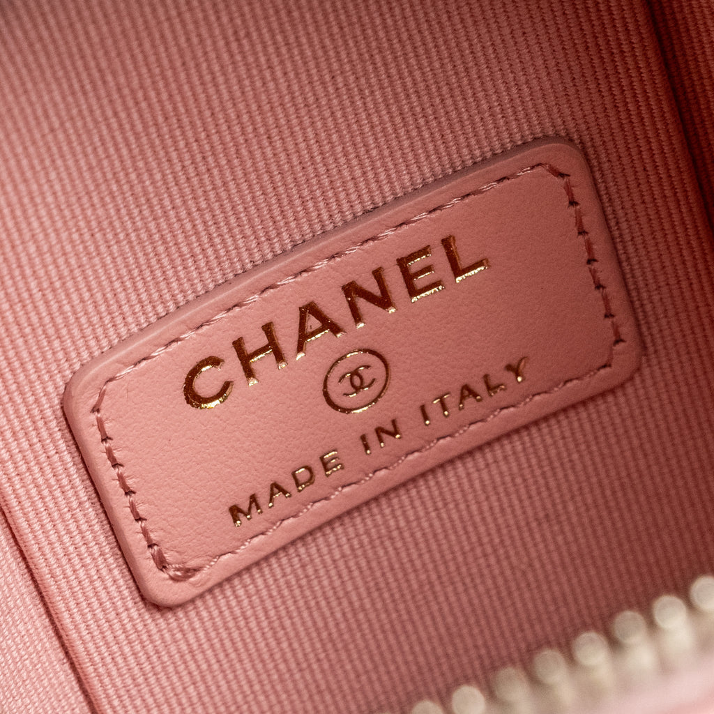 CHANEL VANITY PHONE HOLDER WITH CHAIN CAVIAR PINK LGHW