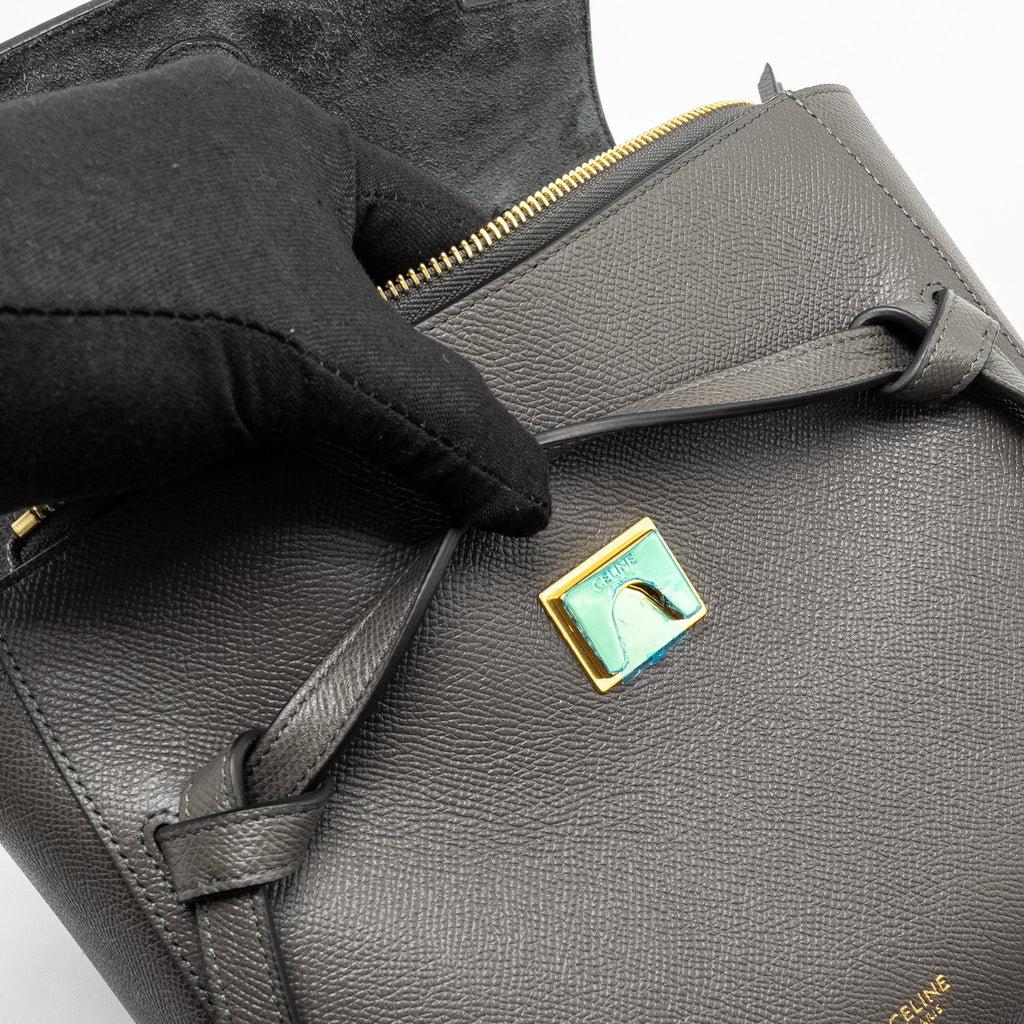 CELINE MINI BELT BAG GRAINED CALFSKIN GREY GHW