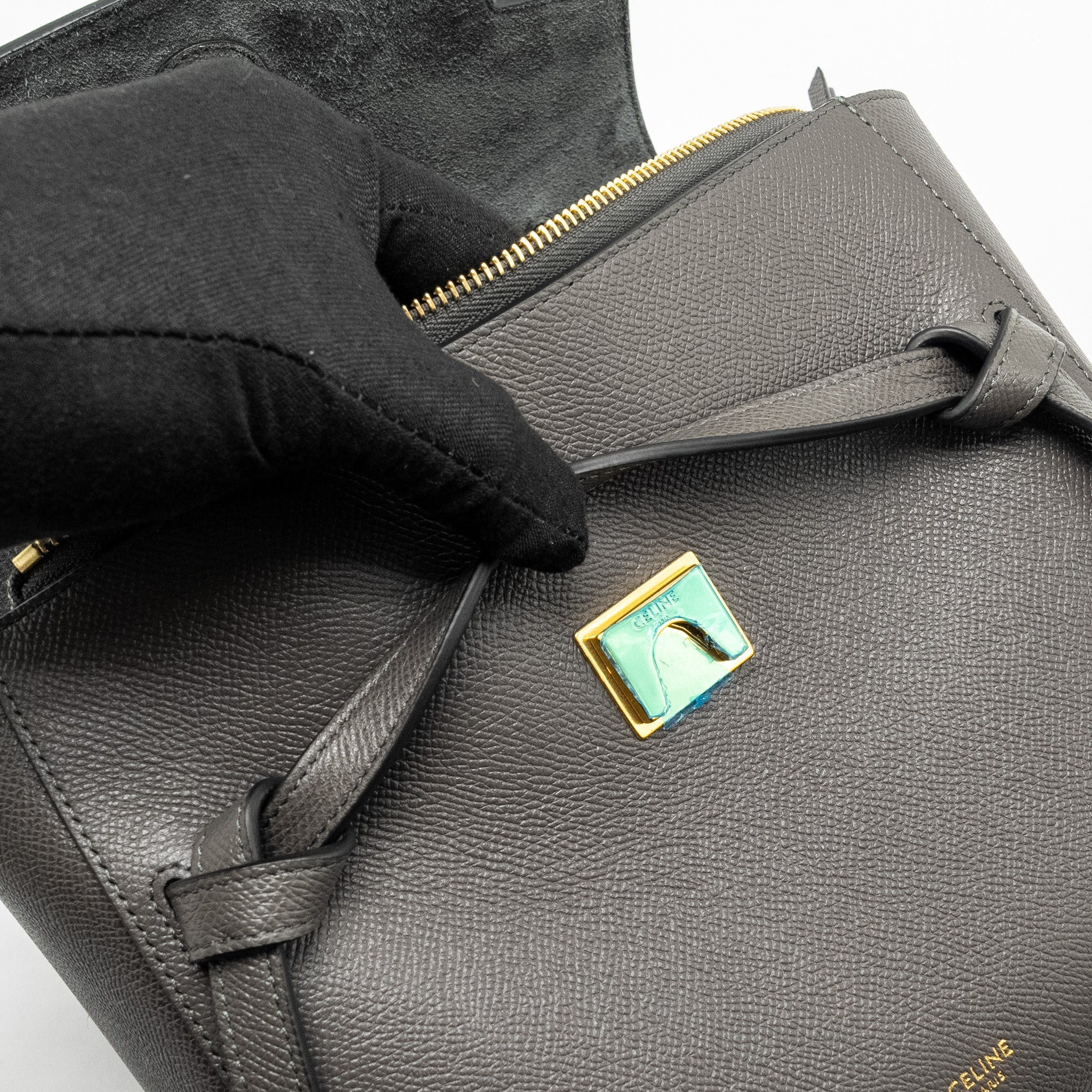 CELINE MINI BELT BAG GRAINED CALFSKIN GREY GHW