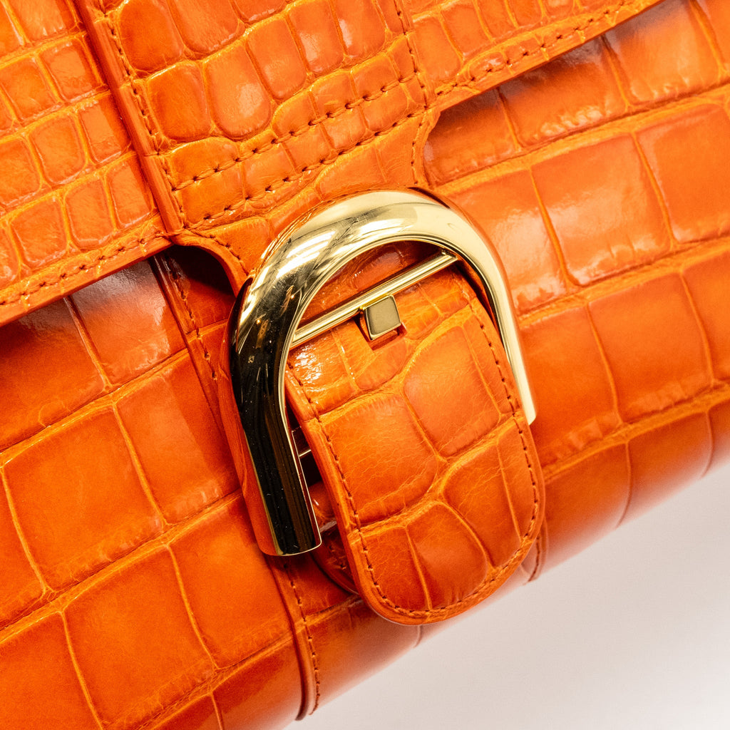 DELVAUX BRILLIANT POCHETTE ALLIGATOR PAPRIKA LGHW