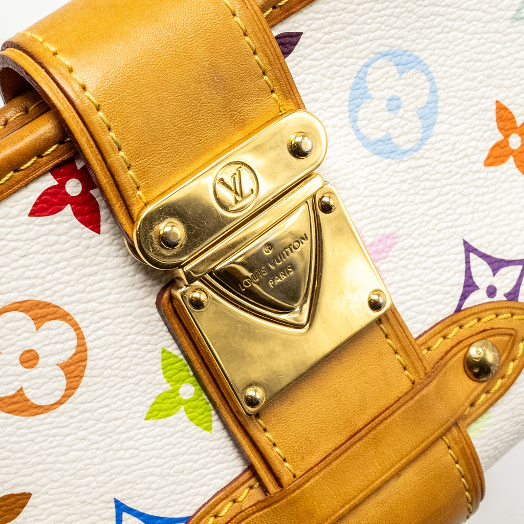 LOUIS VUITTON VINTAGE SHIRLEY CLUTCH MULTICOLOUR MONOGRAM CANVAS WHITE GHW