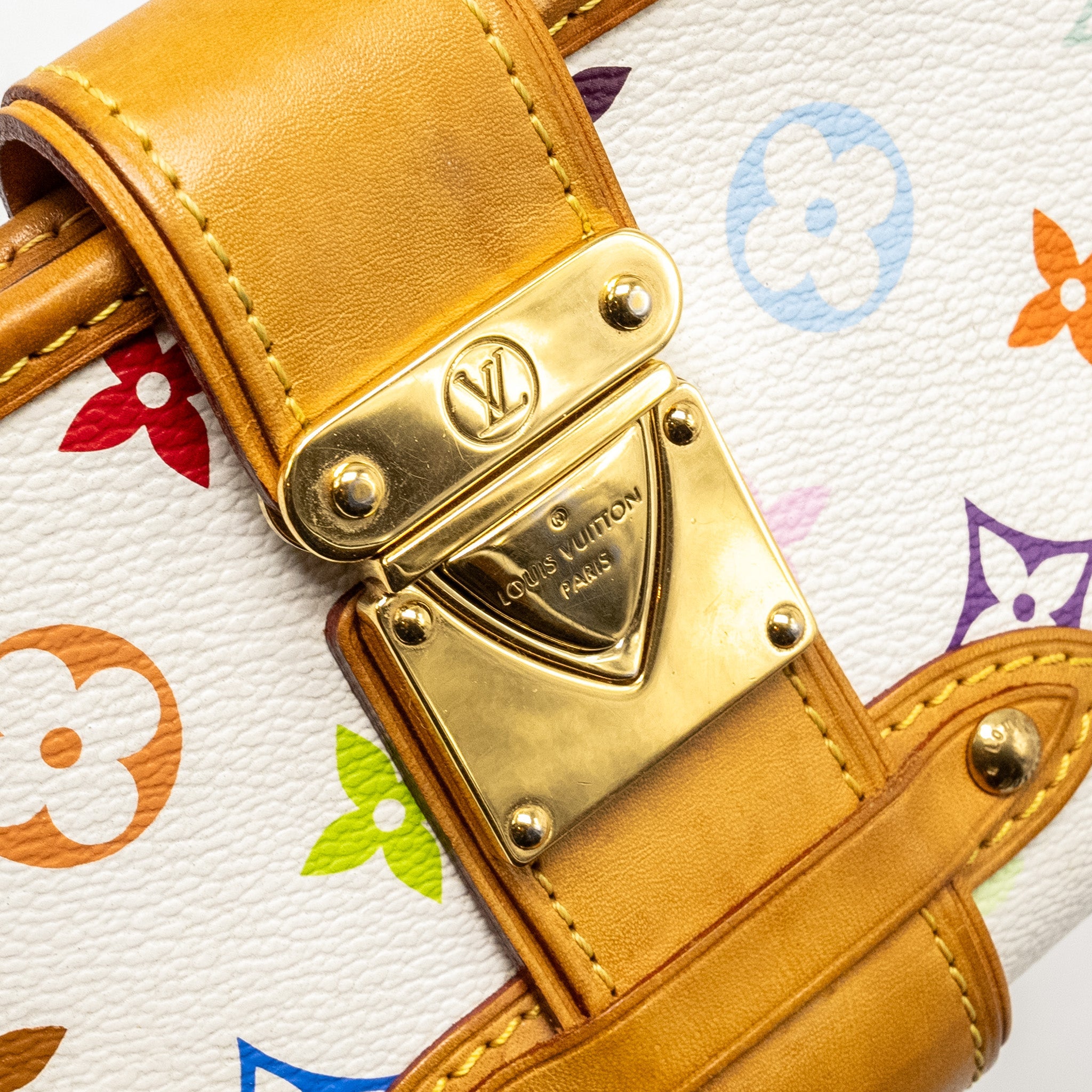 LOUIS VUITTON VINTAGE SHIRLEY CLUTCH MULTICOLOUR MONOGRAM CANVAS WHITE GHW