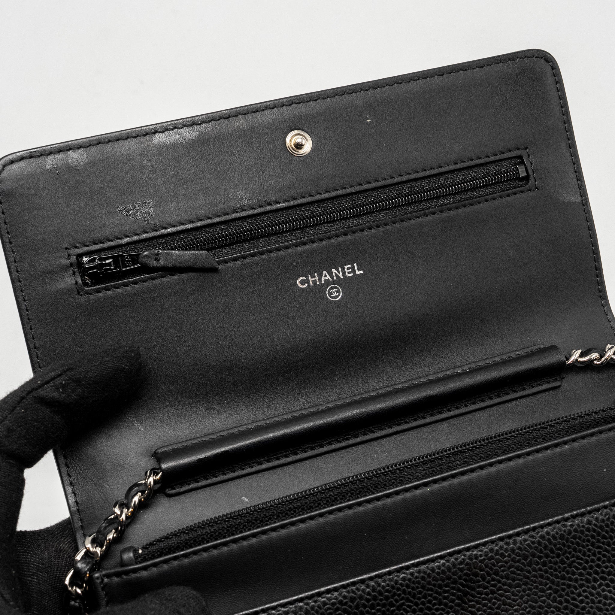 CHANEL TIMELESS WALLET ON CHAIN CAVIAR BLACK SHW