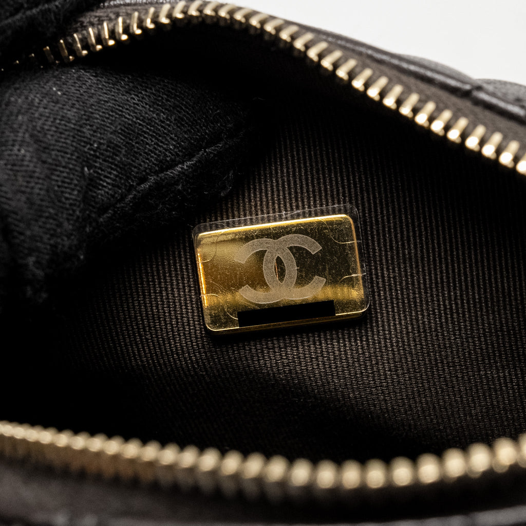 CHANEL 24K SMALL CAMERA CASE BAG SHINY CRUMPLED LAMBSKIN DARK BROWN LGHW (MICROCHIP)