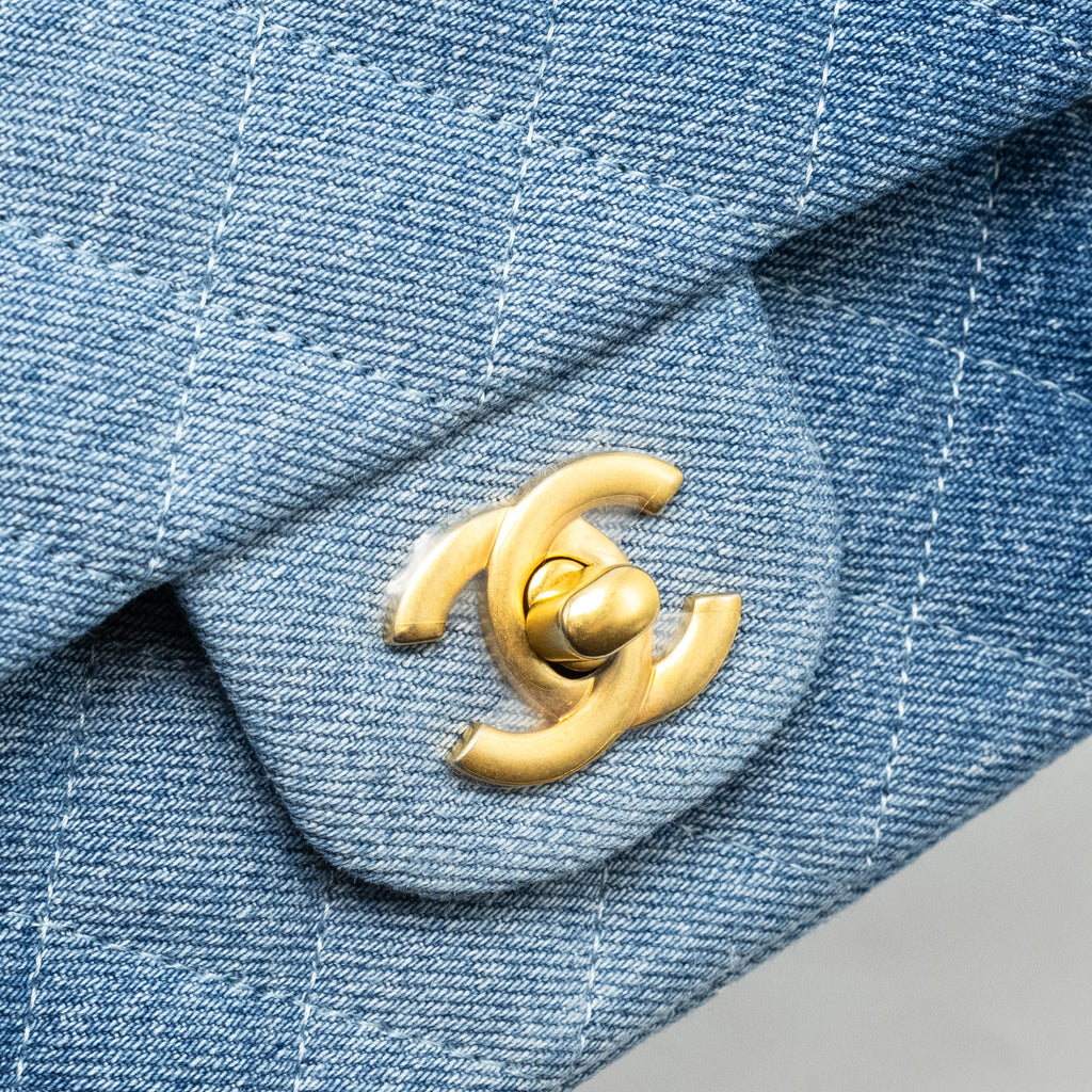 CHANEL 24S MINI RECTANGULAR FLAP BAG DENIM BLUE GHW (MICROCHIP)