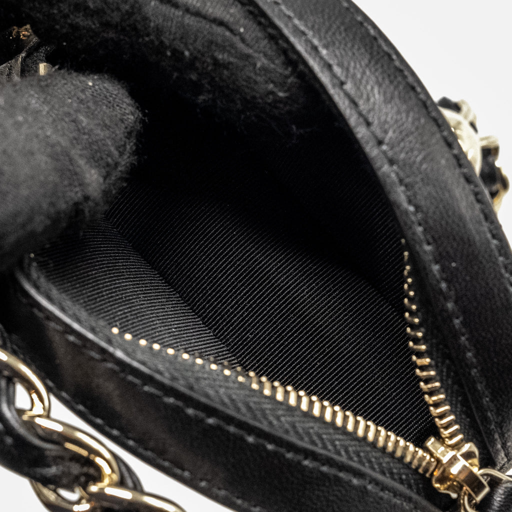 CHANEL 22C ROUND CLUTCH WITH CHAIN LAMBSKIN BLACK GHW