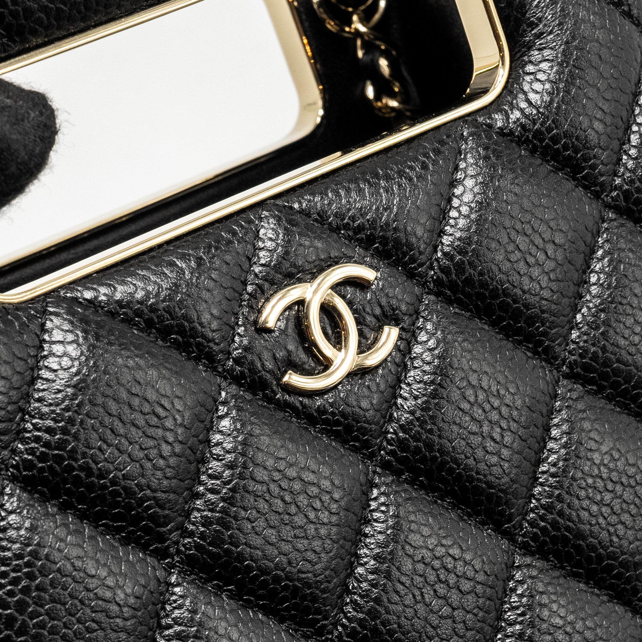 CHANEL QUILTED EVENING BOX BAG CAVIAR BLACK LGHW (MICROCHIP)