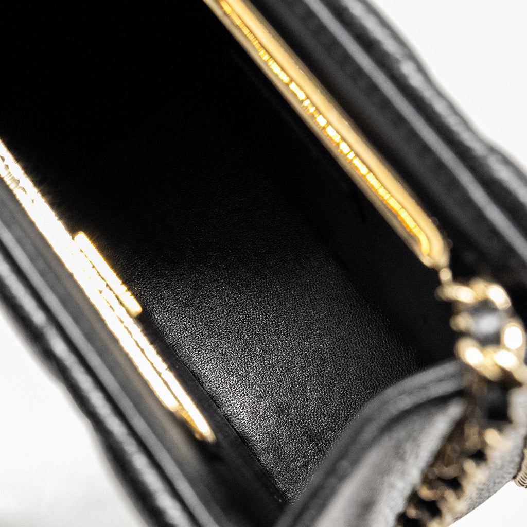 CHANEL QUILTED EVENING BOX BAG CAVIAR BLACK LGHW (MICROCHIP)