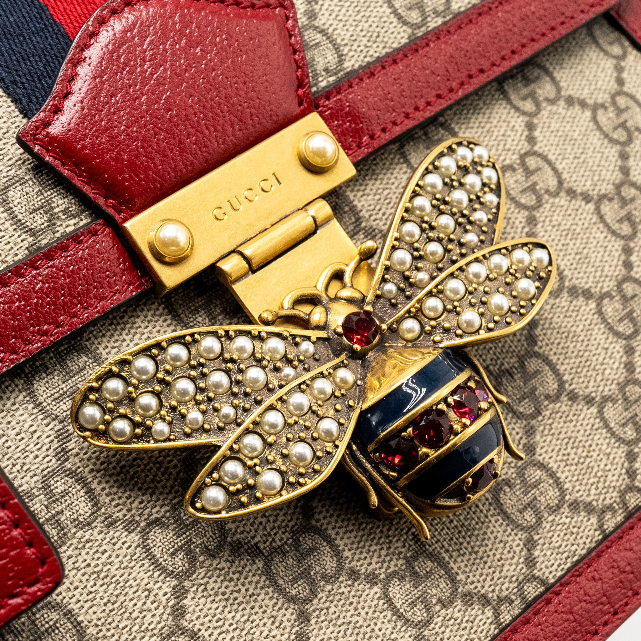 GUCCI QUEEN MARGARET TOP HANDLE BAG GG SUPREME CANVAS RED/ MULTICOLOUR GHW