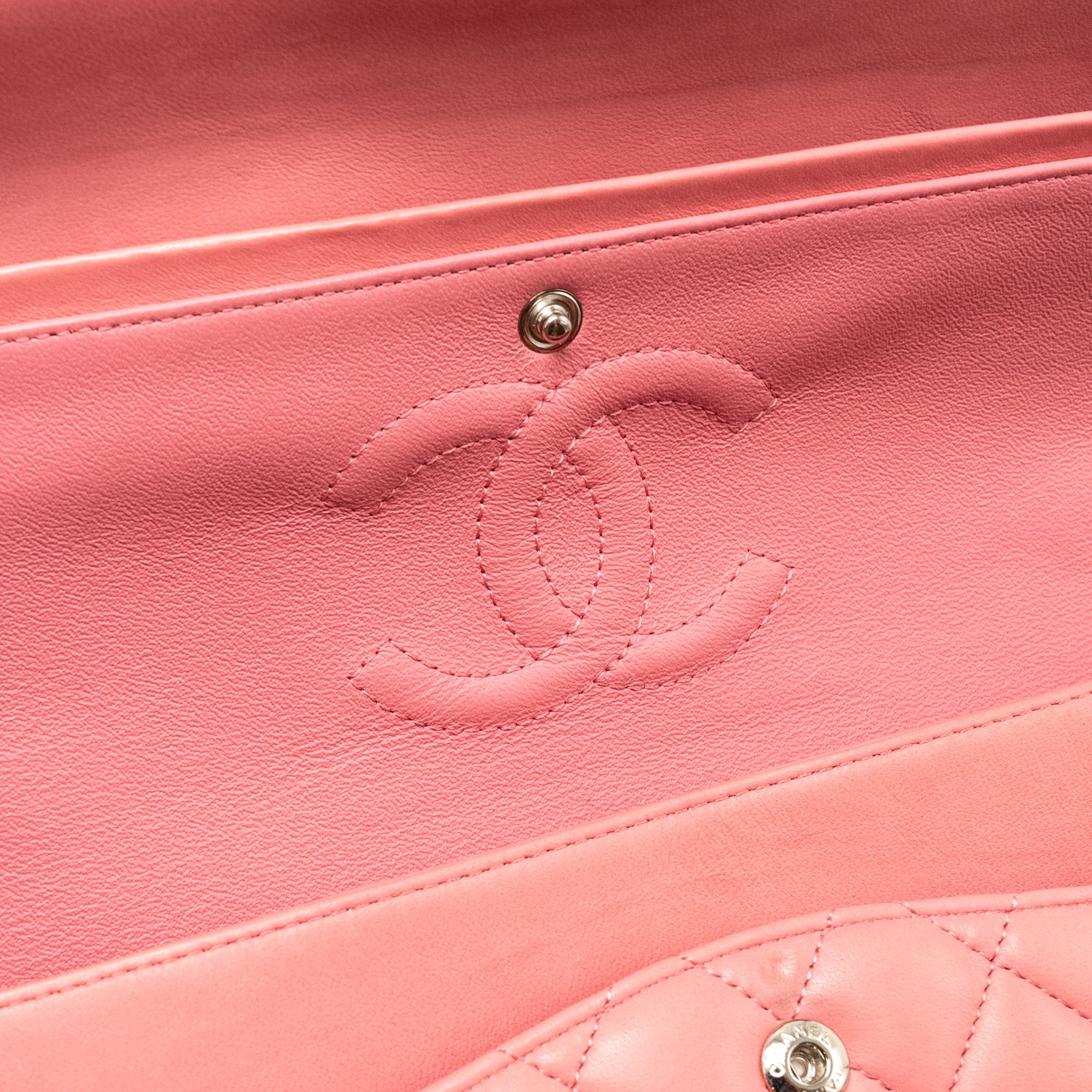 CHANEL MEDIUM CLASSIC DOUBLE FLAP BAG LAMBSKIN PINK SHW