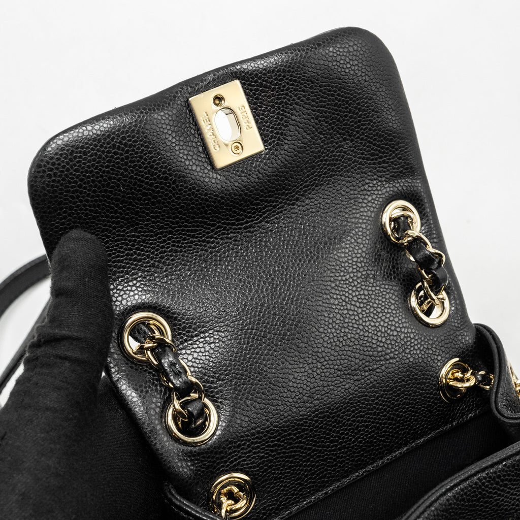 CHANEL 24A MINI DUMA BACKPACK GRAINED CALFSKIN BLACK LGHW (MICROCHIP)