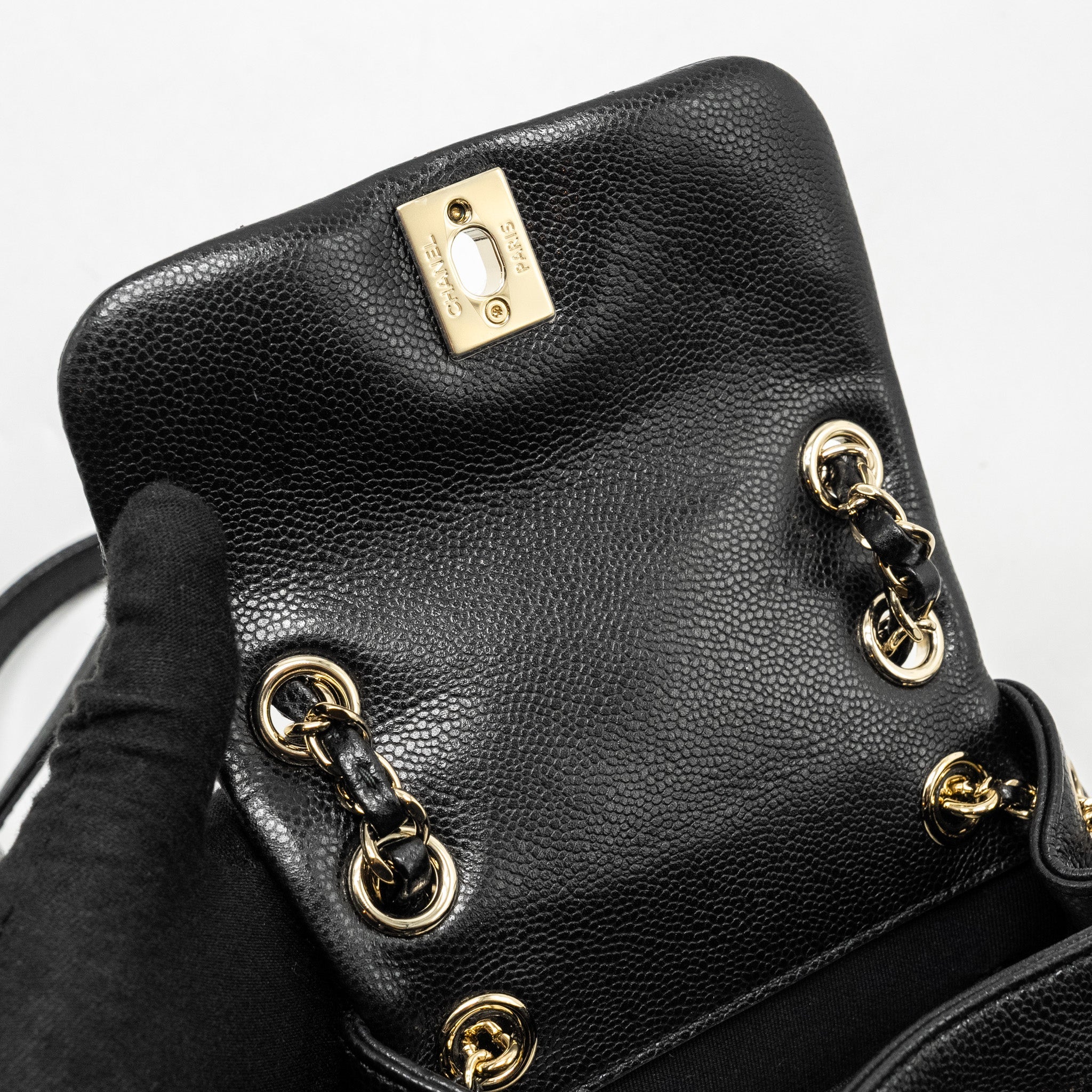 CHANEL 24A MINI DUMA BACKPACK GRAINED CALFSKIN BLACK LGHW (MICROCHIP)