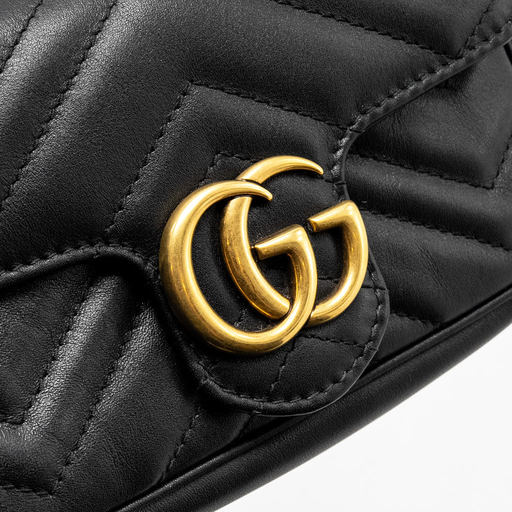 GUCCI SUPER MINI MARMONT CALFSKIN BLACK GHW