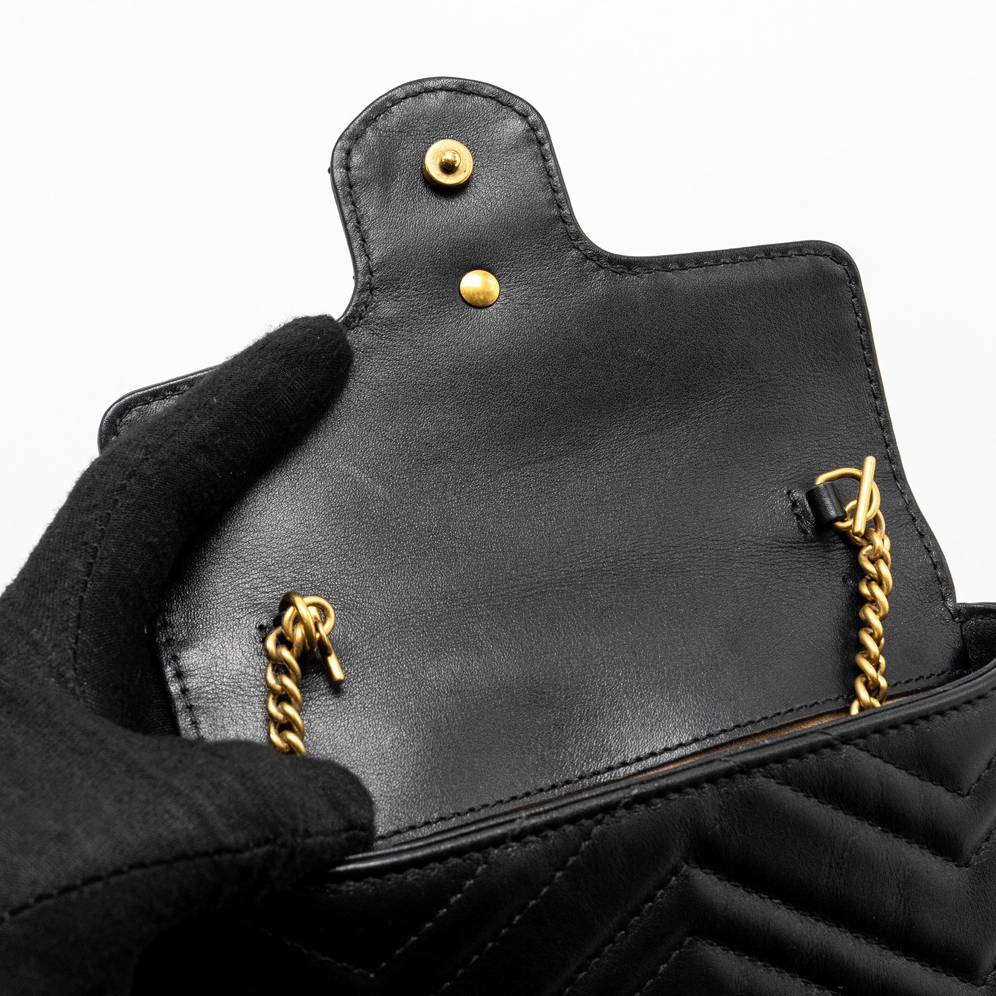 GUCCI SUPER MINI MARMONT CALFSKIN BLACK GHW