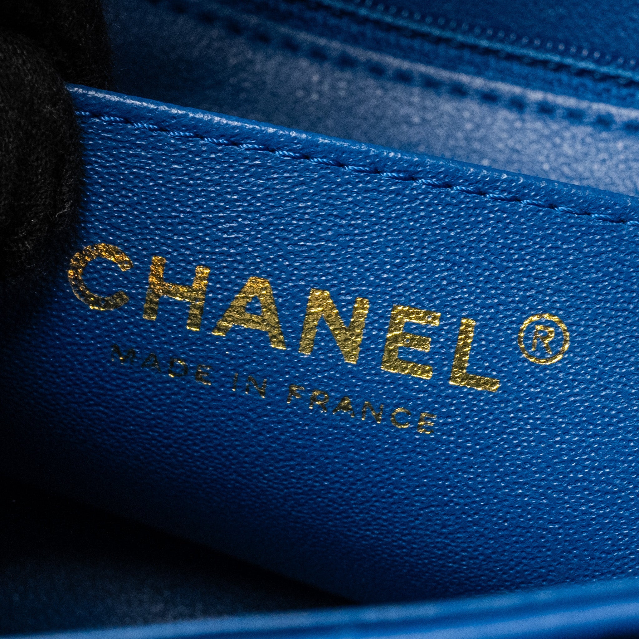 CHANEL MINI RECTANGULAR FLAP BAG CHEVRON LAMBSKIN BLUE LGHW