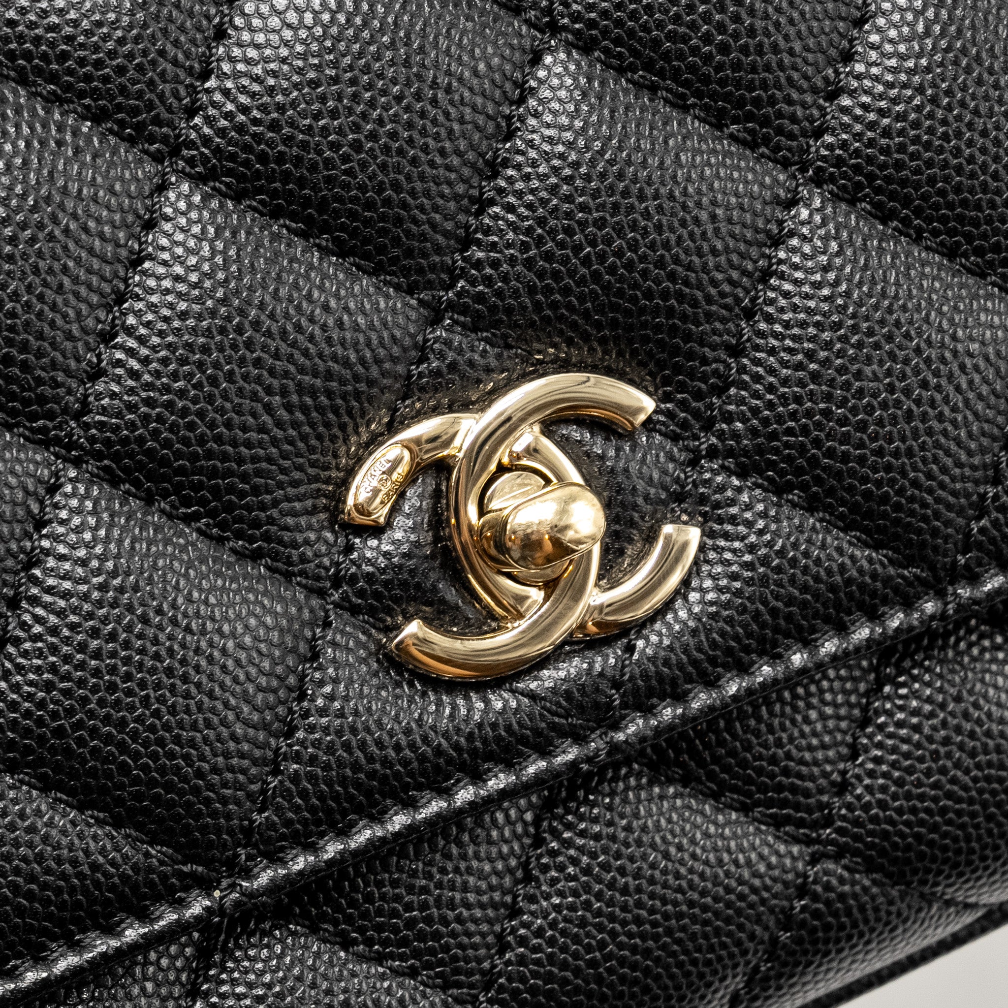 CHANEL MINI COCO HANDLE CAVIAR BLACK LGHW (MICROCHIP)