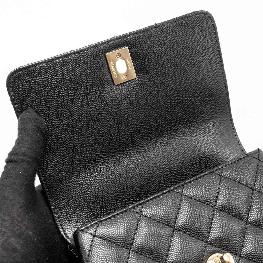 CHANEL MINI COCO HANDLE CAVIAR BLACK LGHW (MICROCHIP)