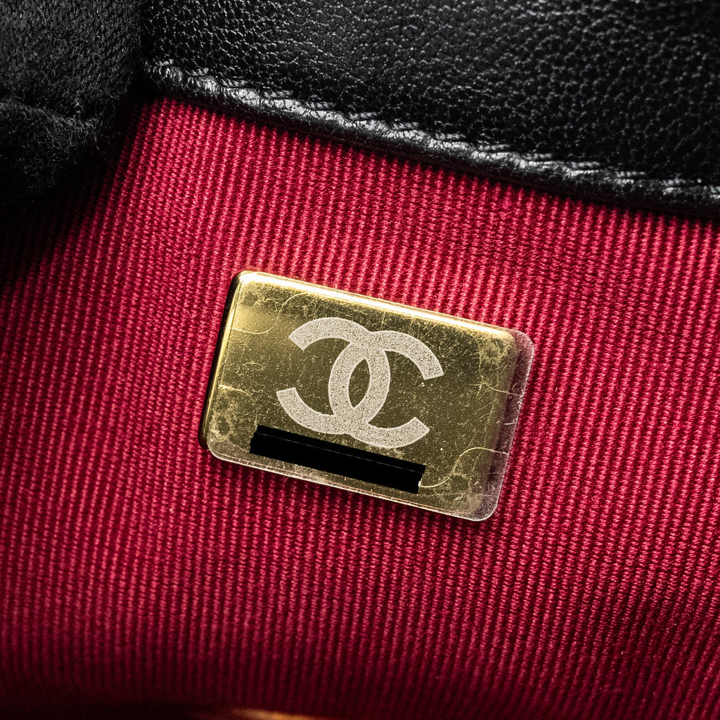 CHANEL 23B DETAIL CHAINS QUILTED FLAP BAG LAMBSKIN BLACK GHW(MICROCHIP)