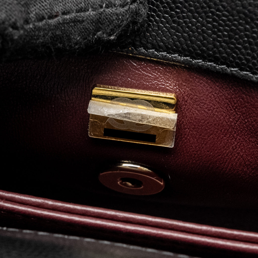 CHANEL MINI COCO HANDLE CAVIAR BLACK LGHW (MICROCHIP)