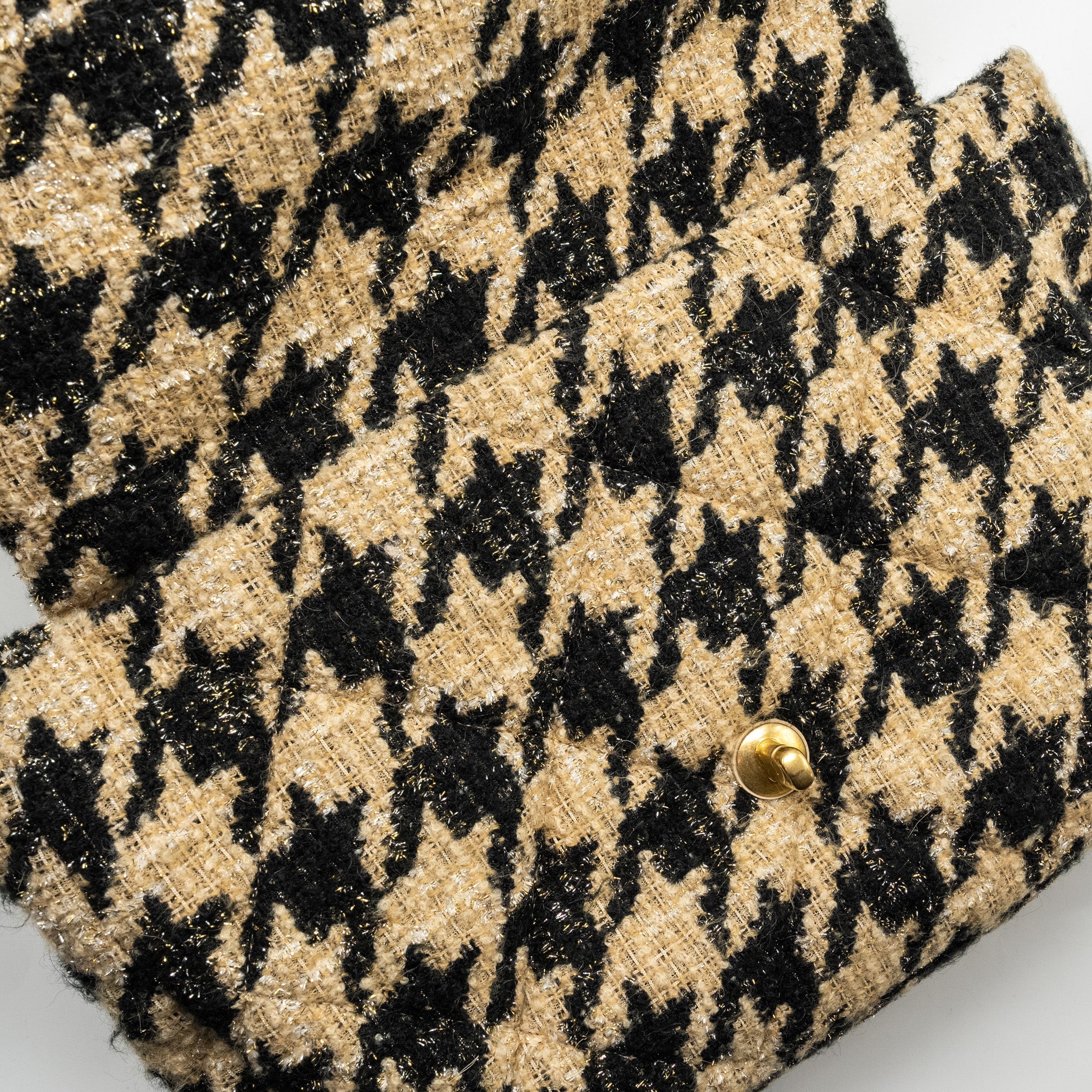 CHANEL MAXI 19 BAG TWEED BEIGE/BLACK MULTICOLOUR HARDWARE