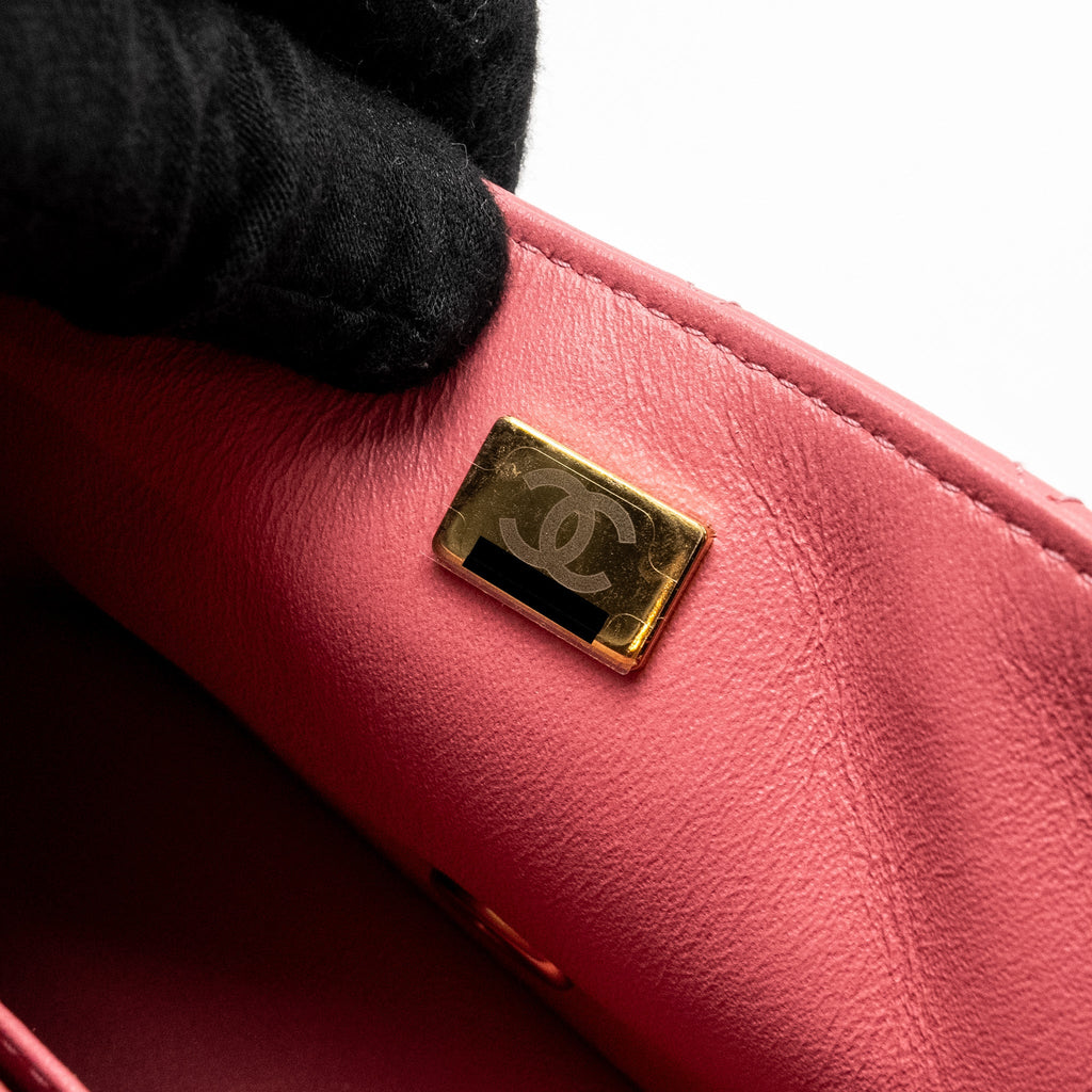 CHANEL MINI SQUARE FLAP BAG LAMBSKIN PINK LGHW (MICROCHIP)