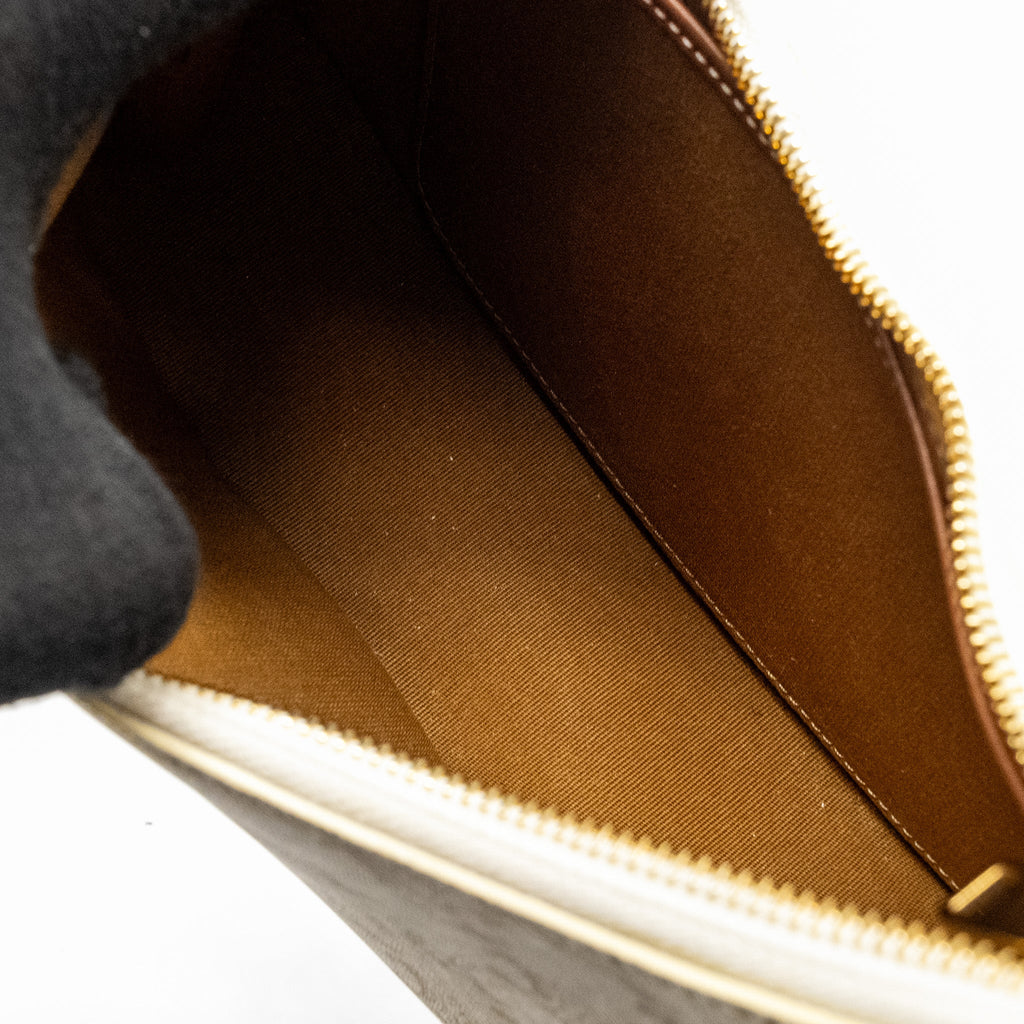 CELINE MEDUIM AVA BAG TRIOMPHE CANVAS/CALFSKIN WHITE/BROWN GHW