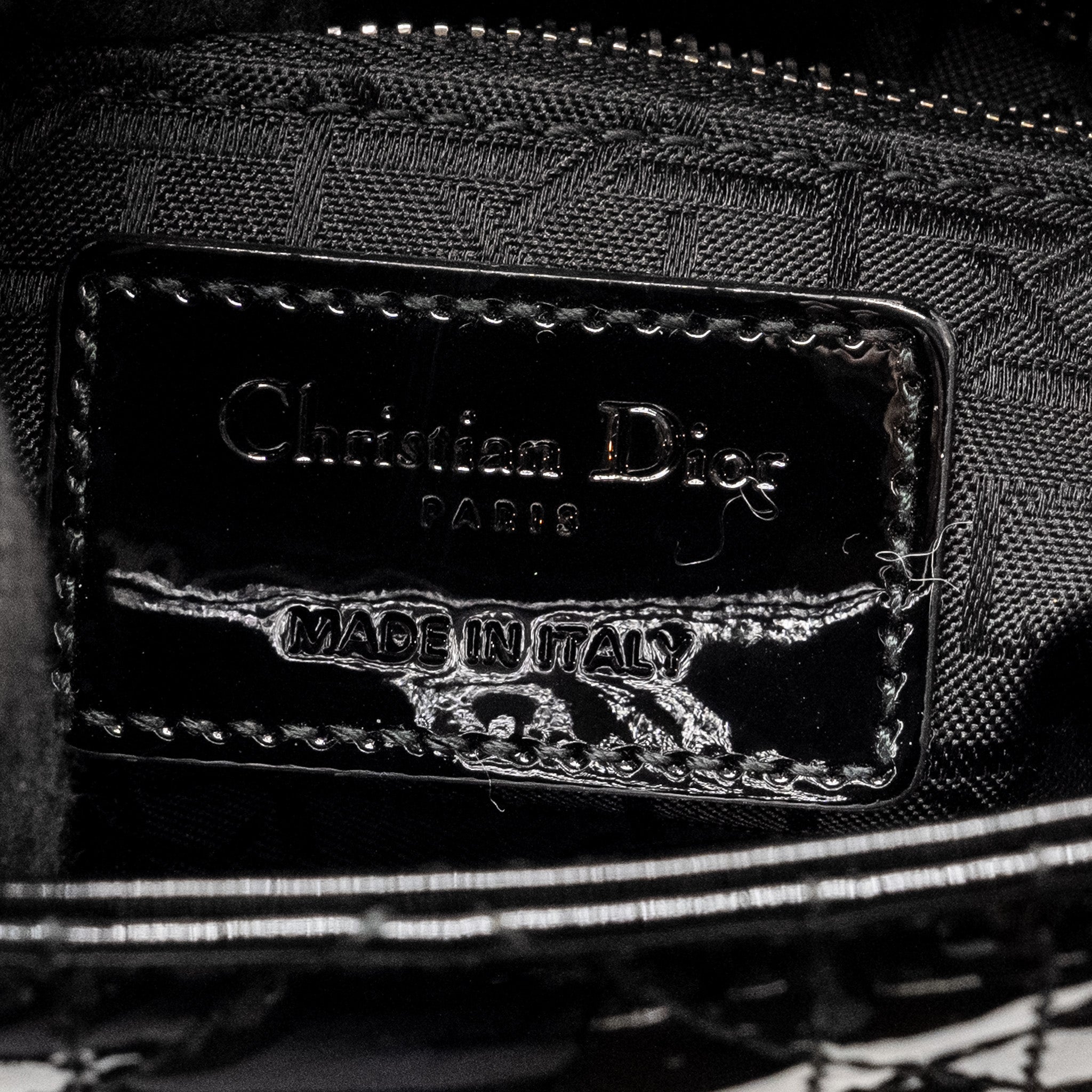 DIOR MINI LADY DIOR PATENT BLACK SHW