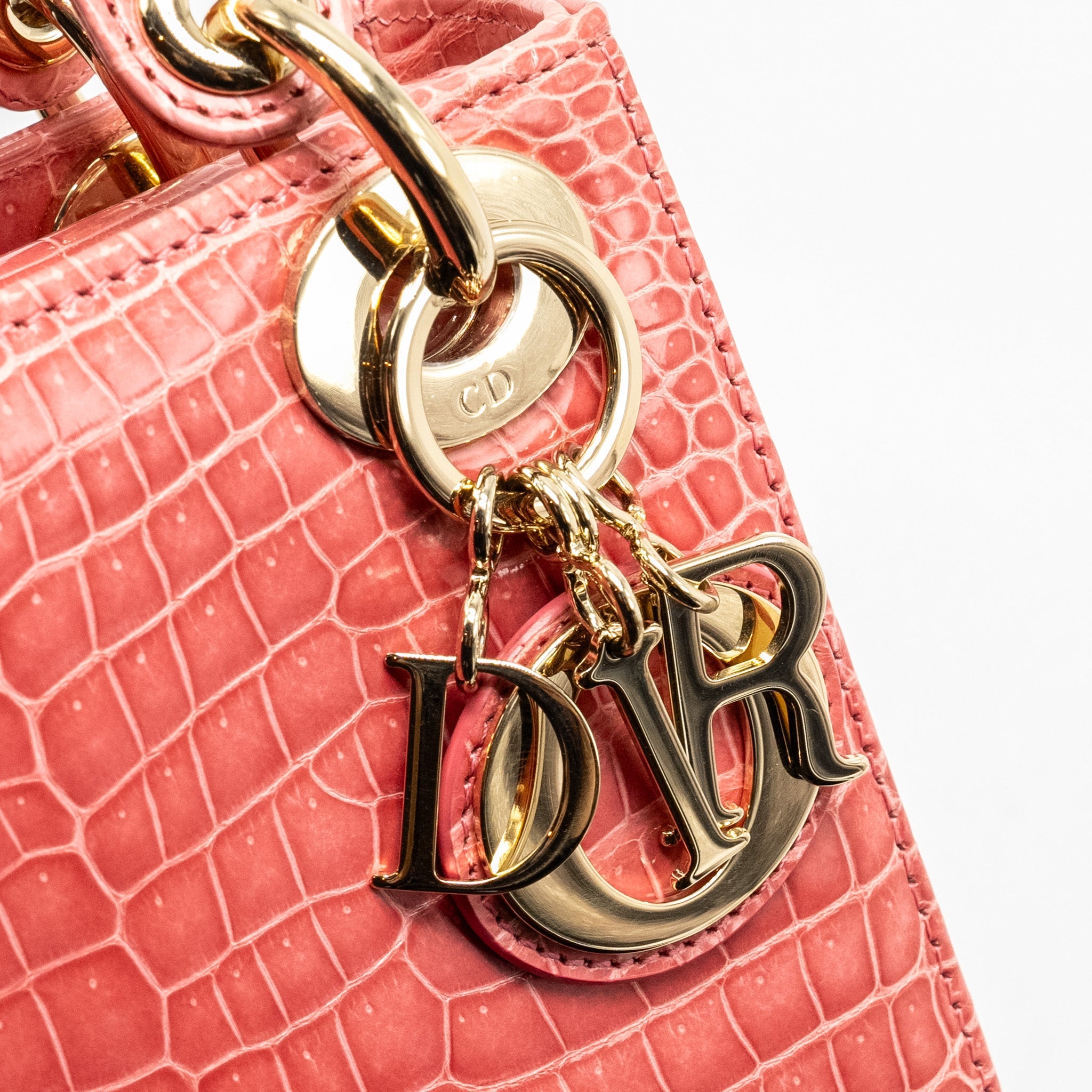 DIOR MINI LADY DIOR CROCODILE PINK LGHW