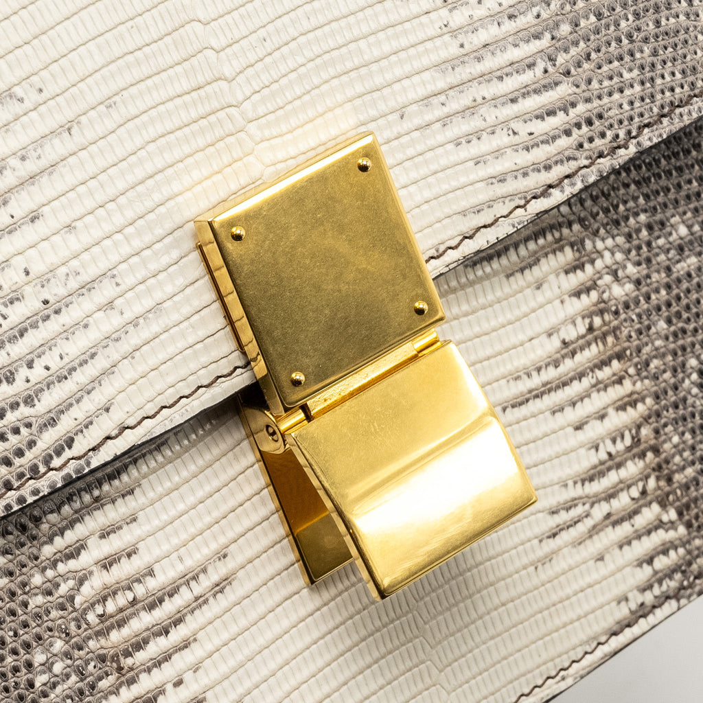 CELINE MEDIUM BOX LIZARD NATURAL GHW