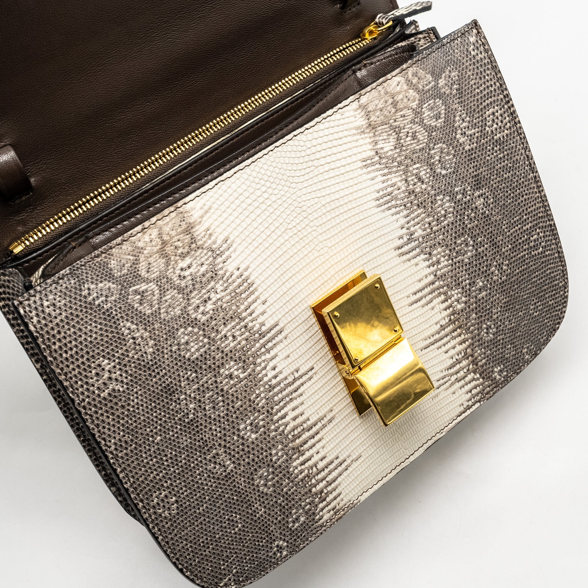 CELINE MEDIUM BOX LIZARD NATURAL GHW