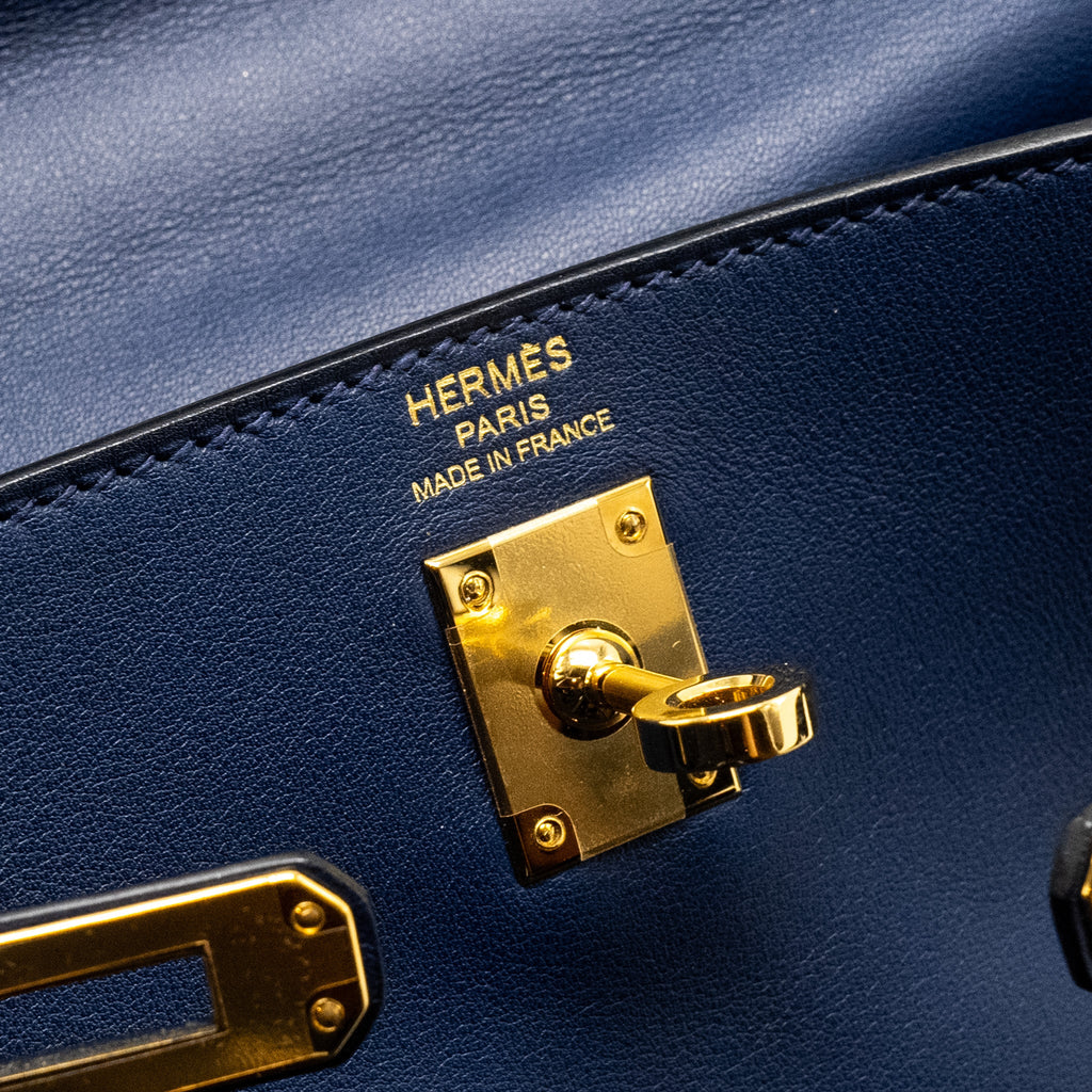 HERMES KELLY 25 SWIFT BLEU NAVY GHW