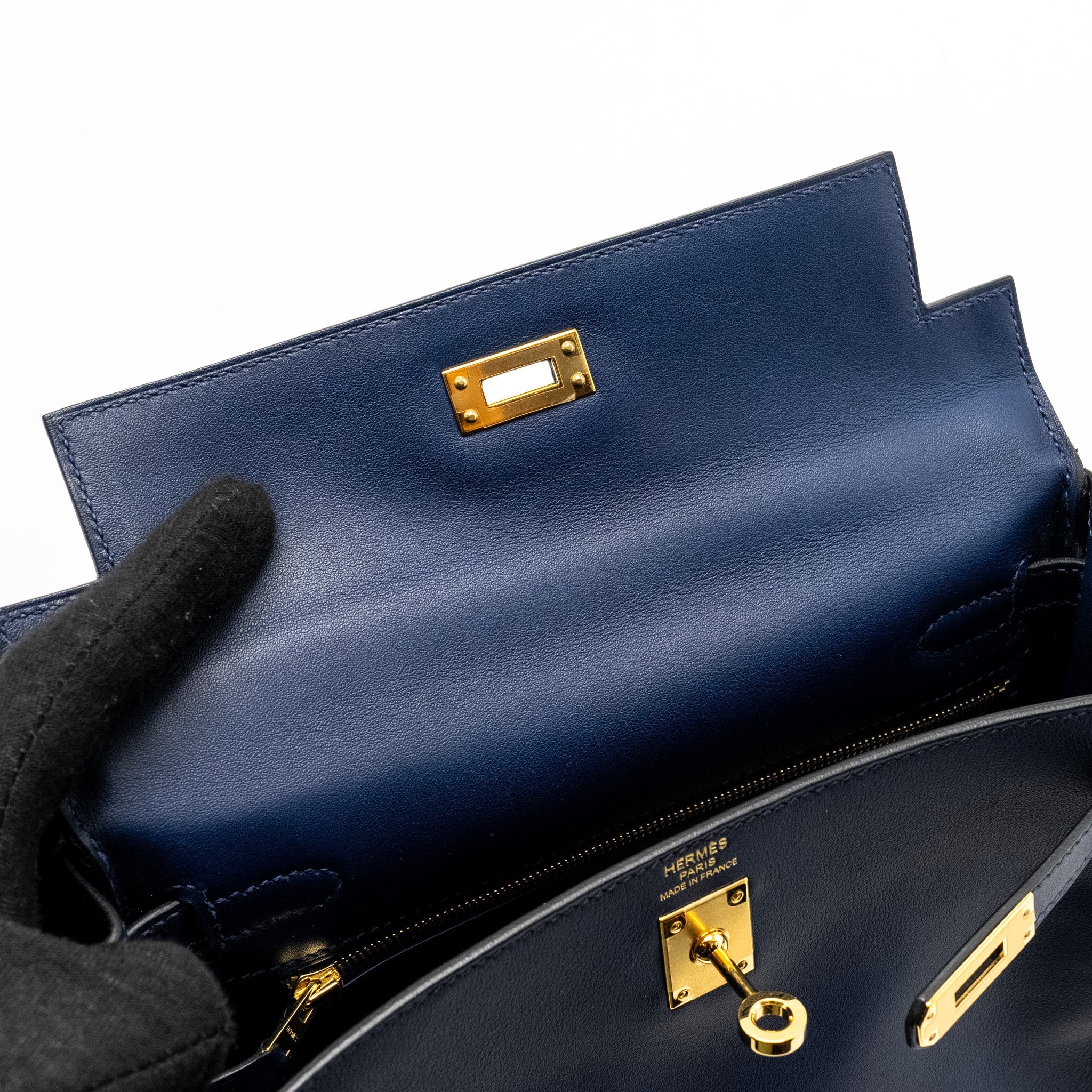 HERMES KELLY 25 SWIFT BLEU NAVY GHW