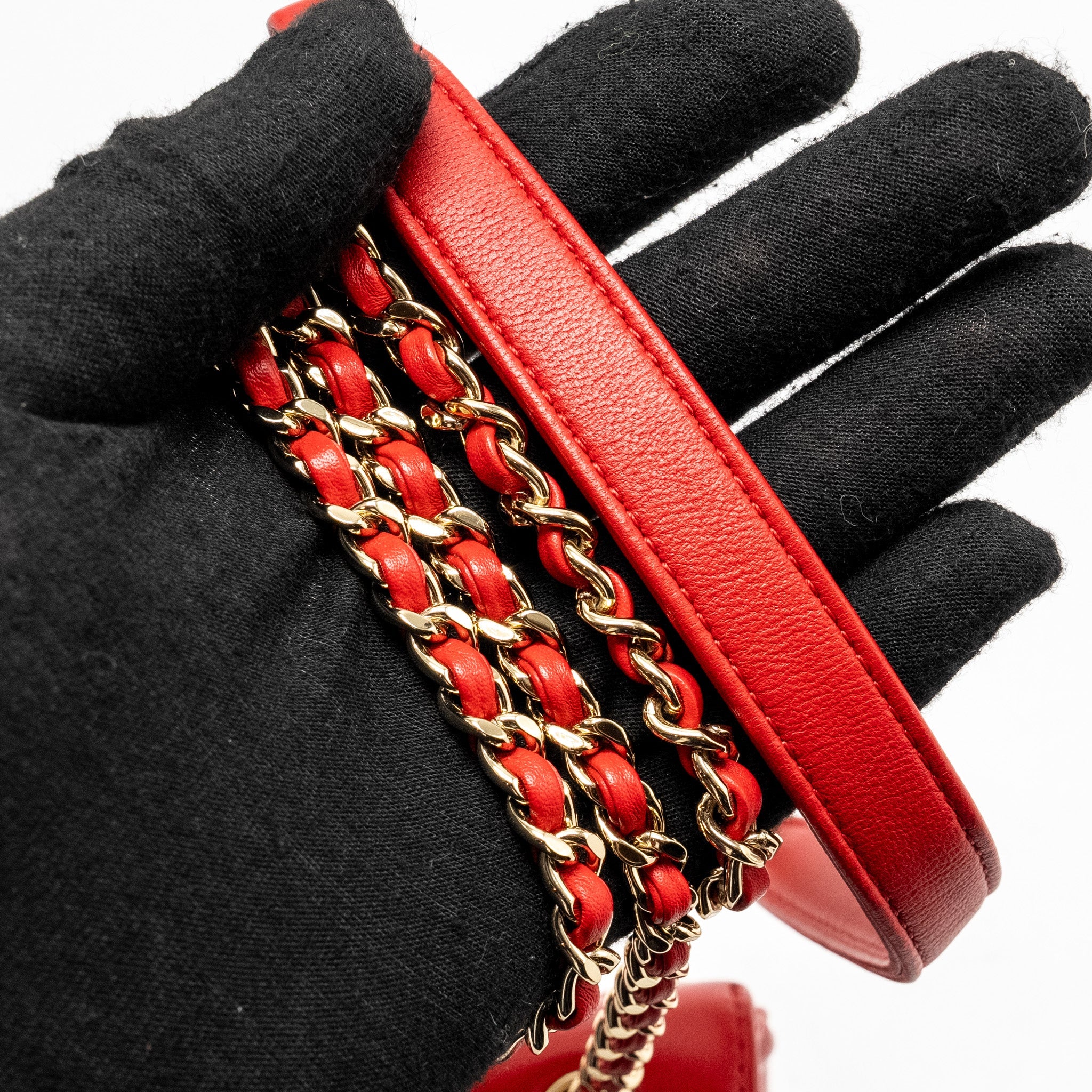 CHANEL MANIA FLAP BAG LAMBSKIN RED LGHW