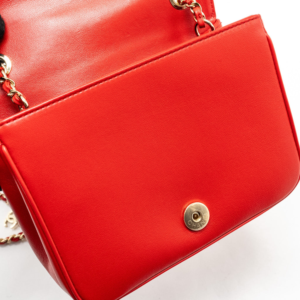 CHANEL MANIA FLAP BAG LAMBSKIN RED LGHW