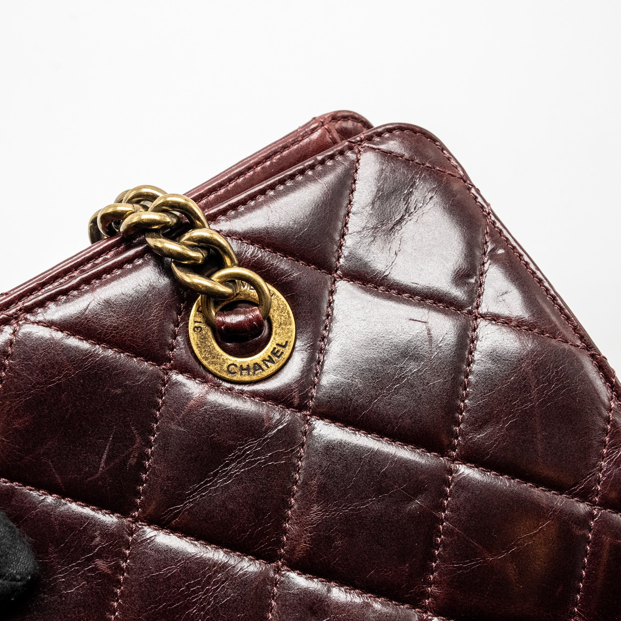 CHANEL PERFECT EDGE TOTE BAG CALFSKIN BURGUNDY GHW