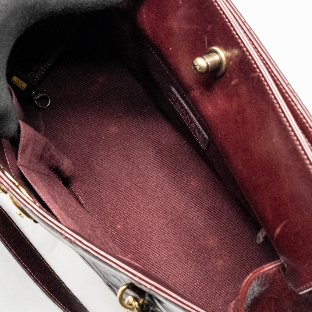 CHANEL PERFECT EDGE TOTE BAG CALFSKIN BURGUNDY GHW