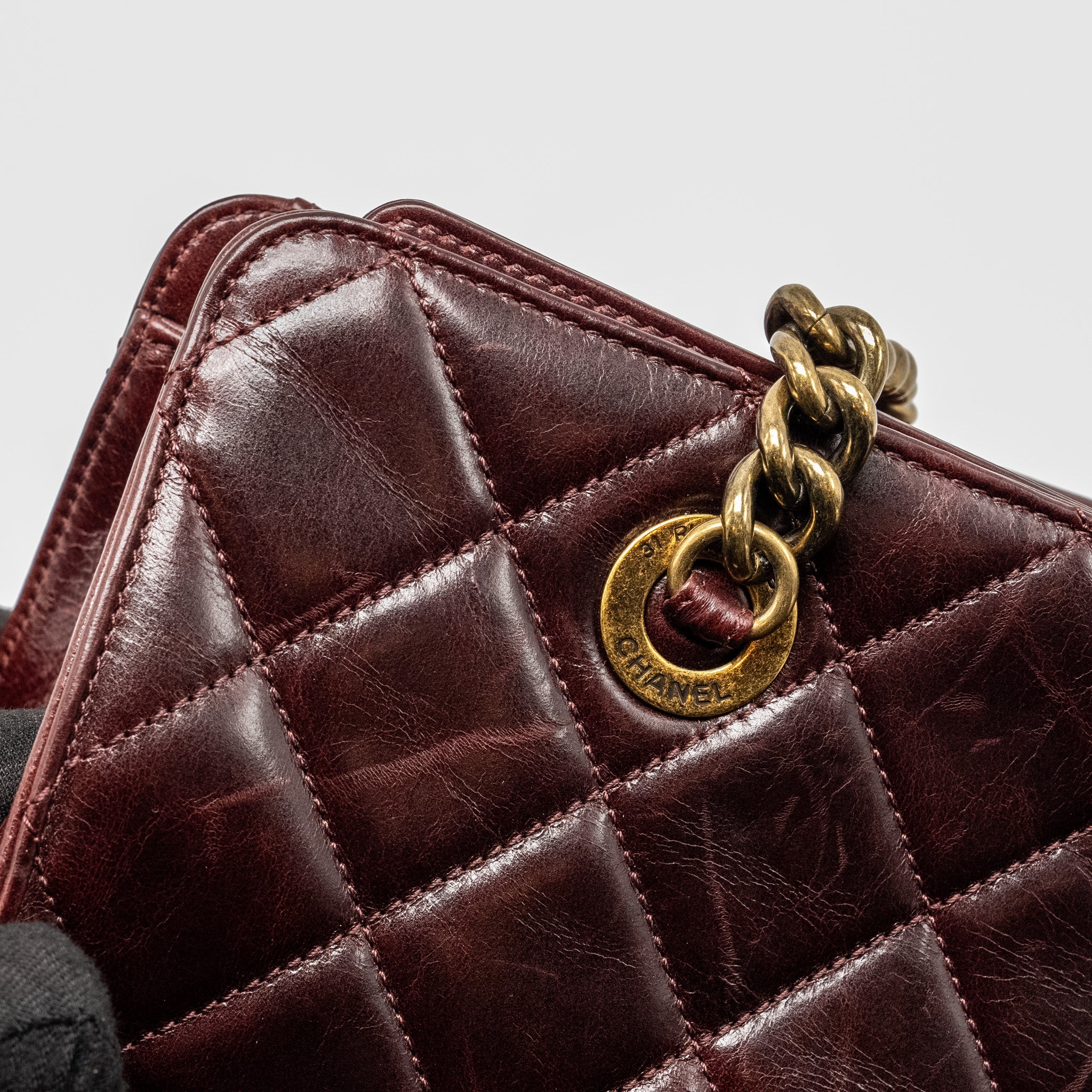 CHANEL PERFECT EDGE TOTE BAG CALFSKIN BURGUNDY GHW