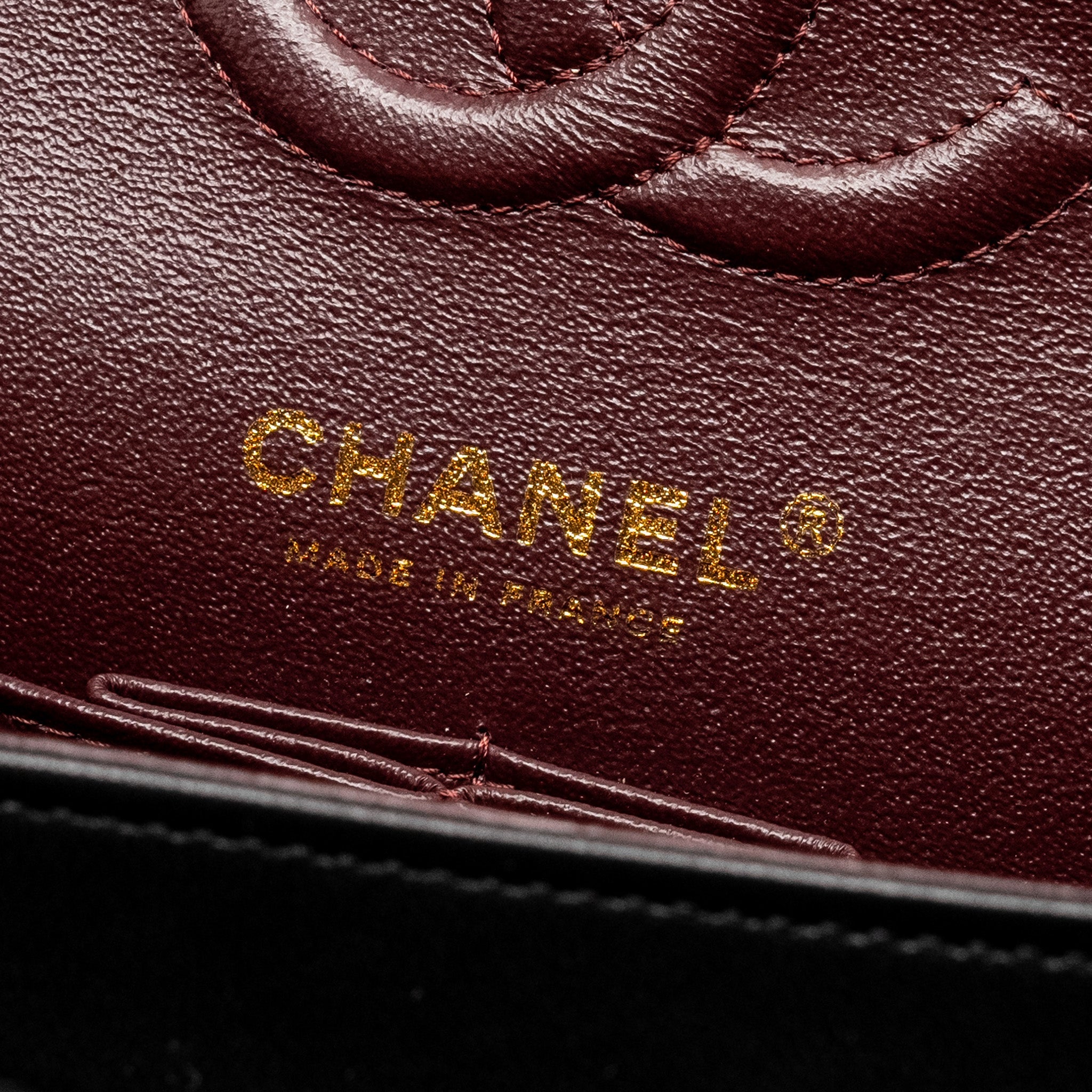 CHANEL SMALL CLASSIC DOUBLE FLAP BAG LAMBSKIN BLACK GHW (MICROCHIP)