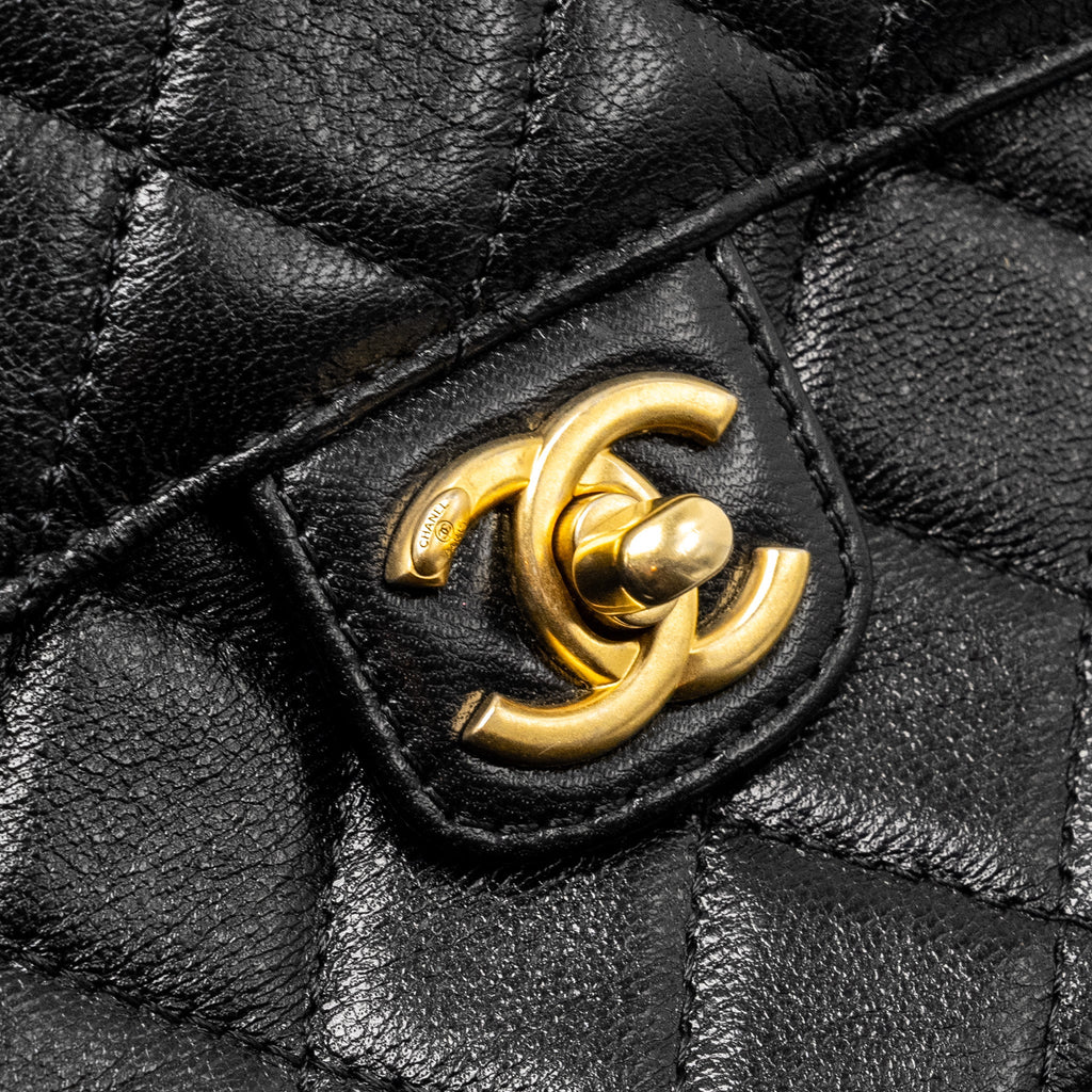 CHANEL 22K RETRO CLASSIC NEW SQUARE LARGE FLAP BAG GOATSKIN BLACK GHW (MICROCHIP)