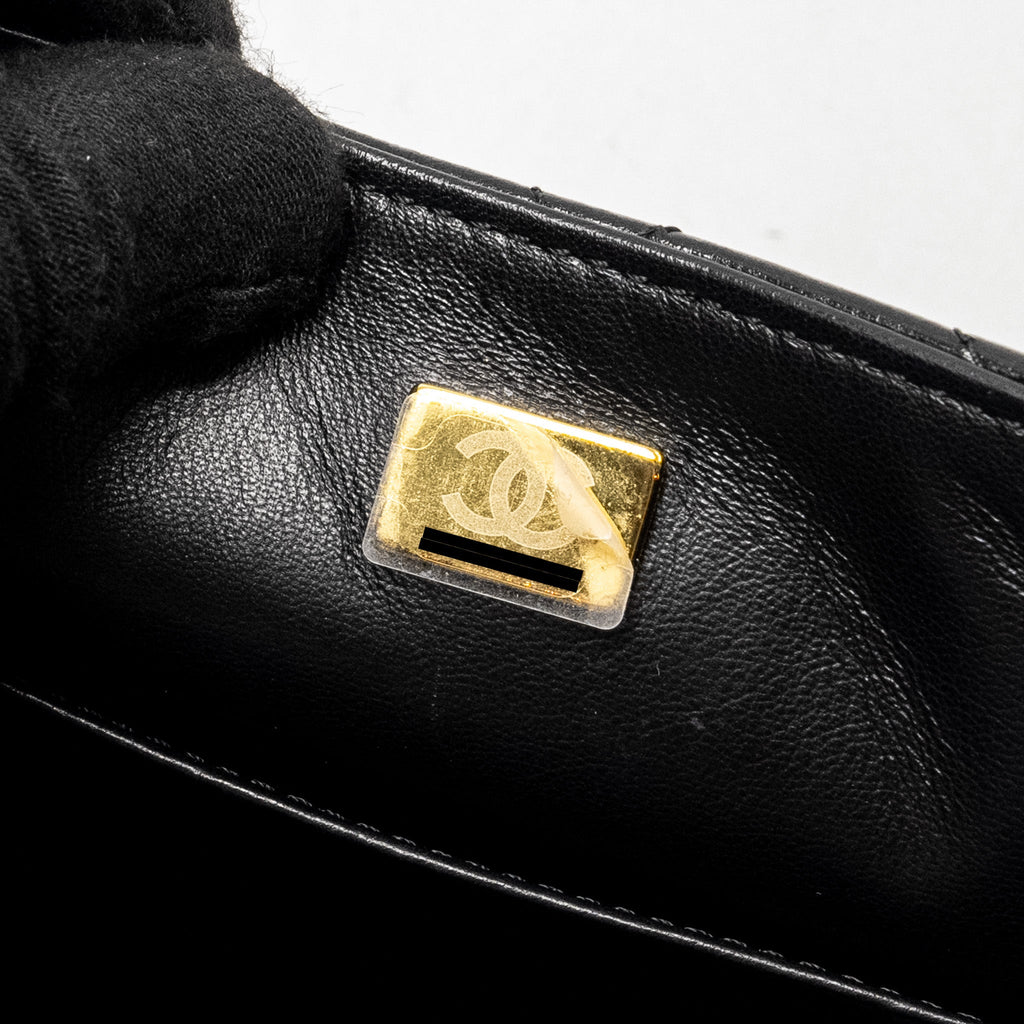 CHANEL 22K RETRO CLASSIC NEW SQUARE LARGE FLAP BAG GOATSKIN BLACK GHW (MICROCHIP)
