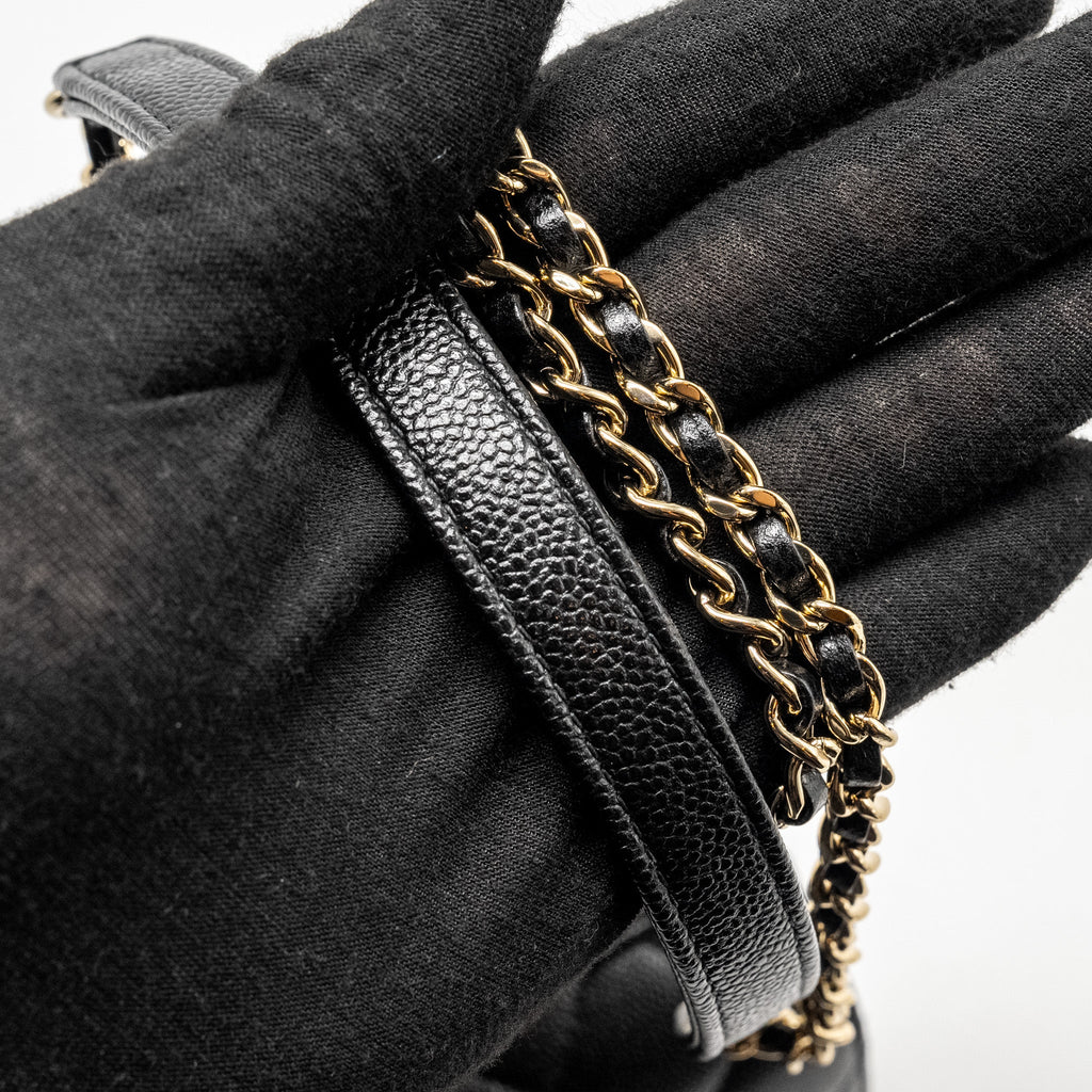 CHANEL SMALL BUSINESS AFFINITY CAVIAR BLACK LGHW