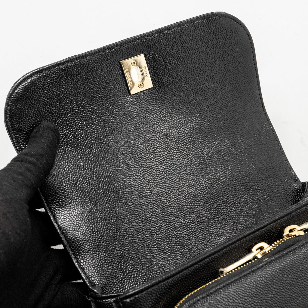 CHANEL SMALL BUSINESS AFFINITY CAVIAR BLACK LGHW