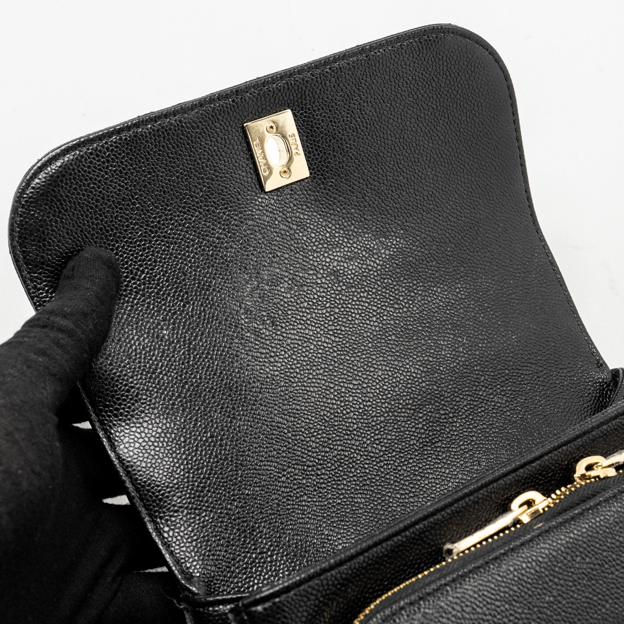 CHANEL SMALL BUSINESS AFFINITY CAVIAR BLACK LGHW